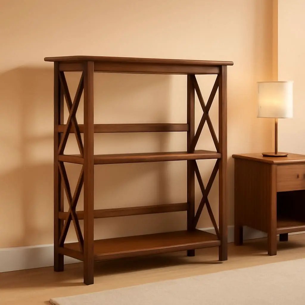 Shelf Bookcase With X Design Three Shelf Storage For Books from PriceLows™
