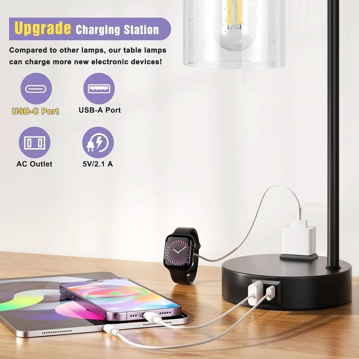 Industrial Touch Table Lamps 2 Pack Black 3 Way Dimming from PriceLows™