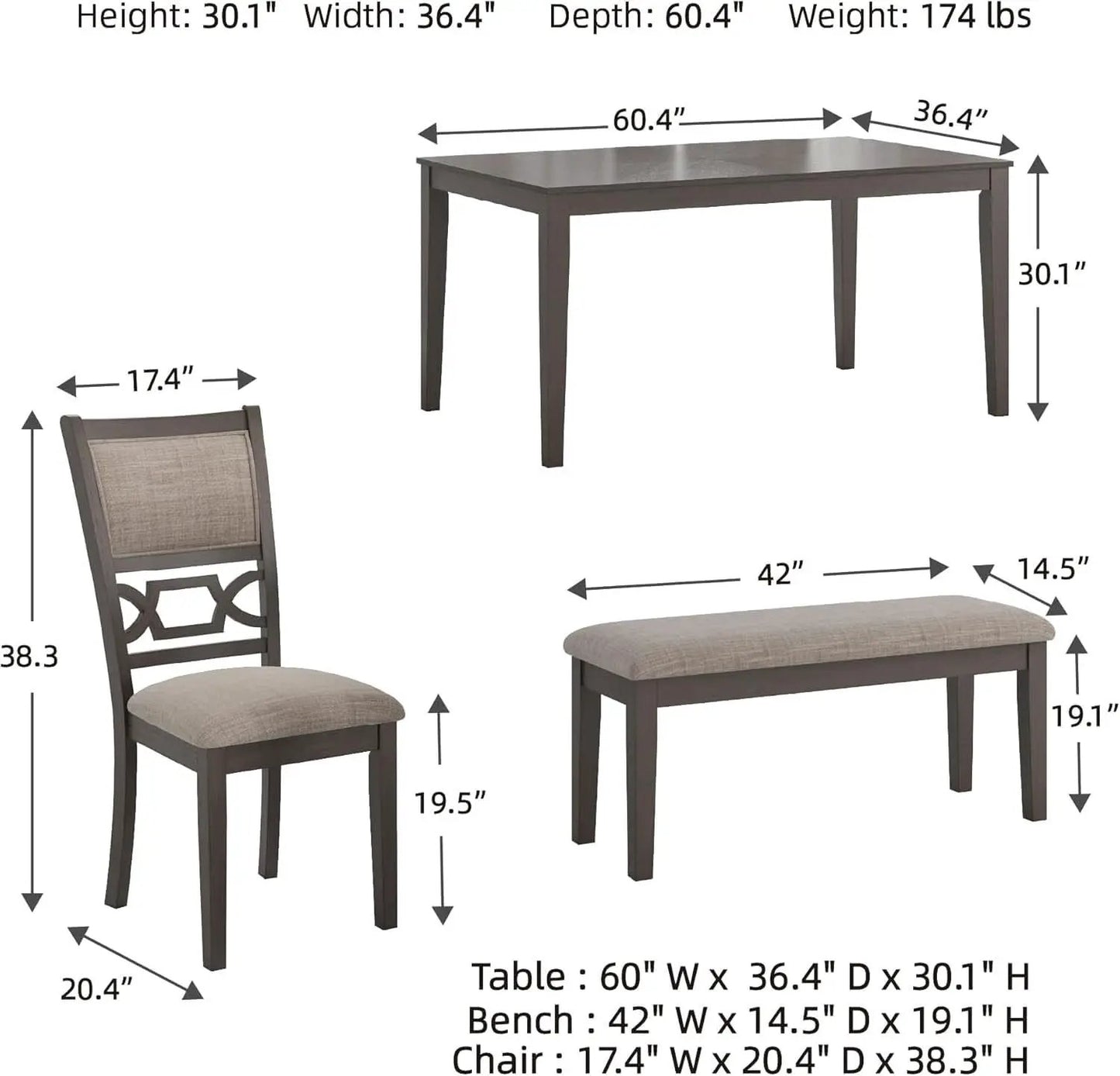 Diamond Patterned Dining Table Set Gray Walnut Stain from PriceLows™