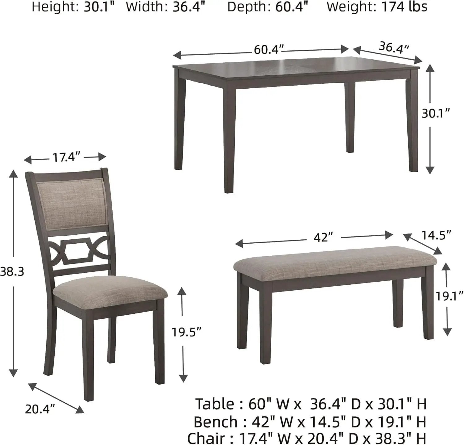 Diamond Patterned Dining Table Set Gray Walnut Stain from PriceLows™