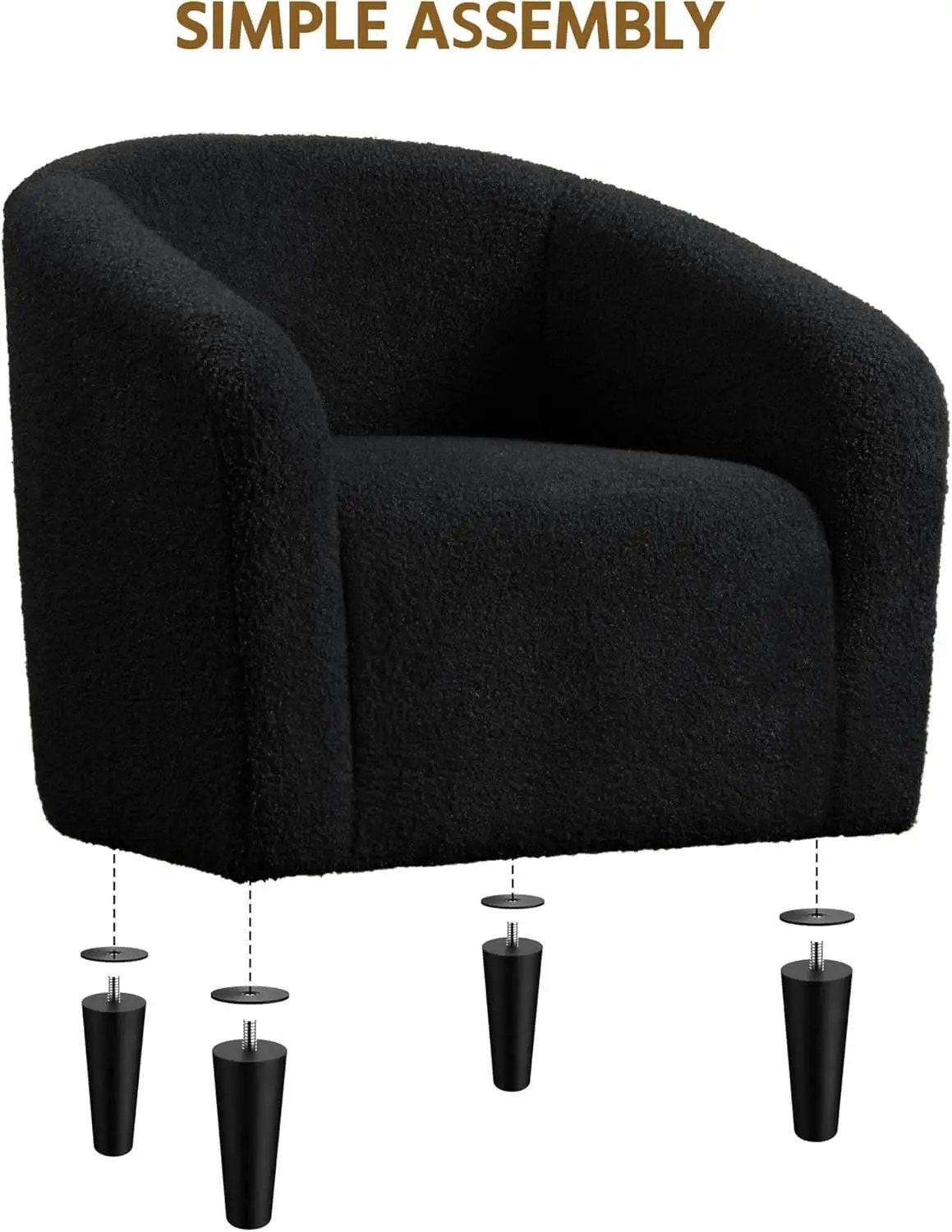 Black Boucle Armchair Club Chair Cushioned Comfort from PriceLows™