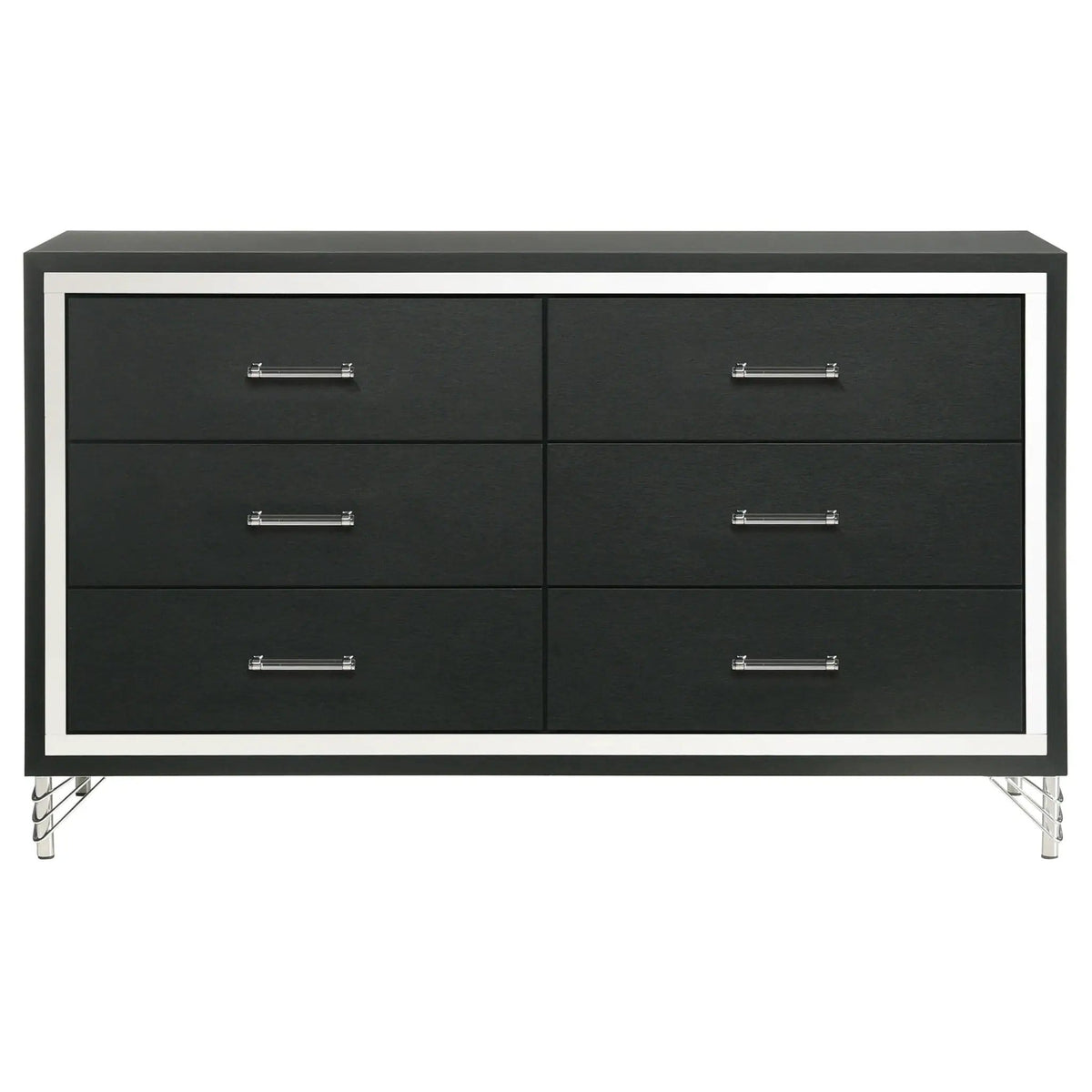 Lucia 6-drawer Dresser Cabinet | 58.5 x 17.25 x 33.75 in | Metal | Black