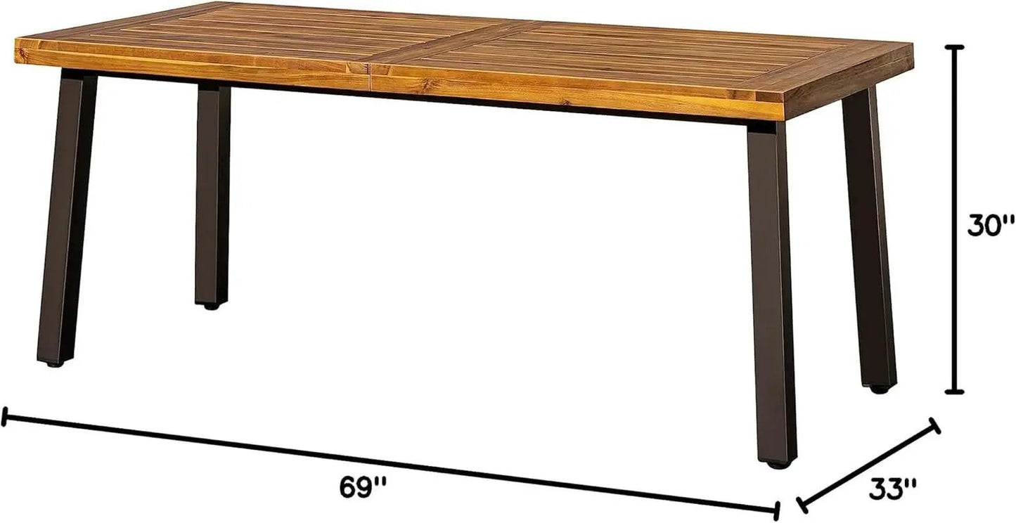 Acacia Wood Dining Table For 6 With Iron Legs IndoorOutdoor from PriceLows™