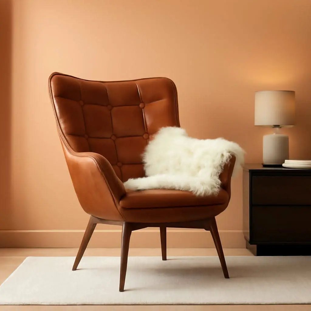 Leather Accent Chair Camel With Metal Legs Living Room from PriceLows™