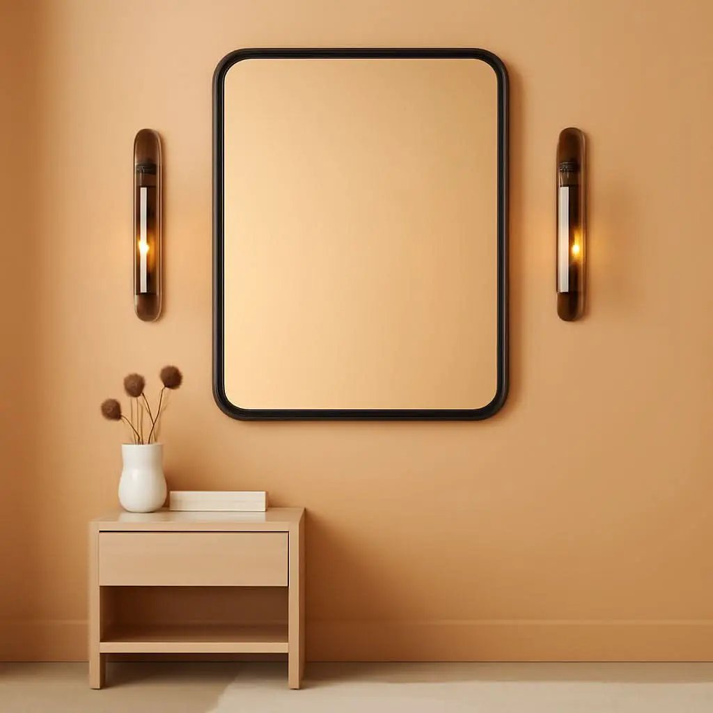 Black Metal Framed Vanity Mirror 36x24 Inch For Over Sink from PriceLows™
