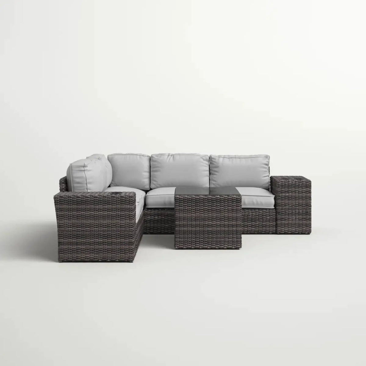 Patio Rattan Sectional Set | Half-Round HDPE Wicker | Rustproof Aluminum Frame | Fully Assembled