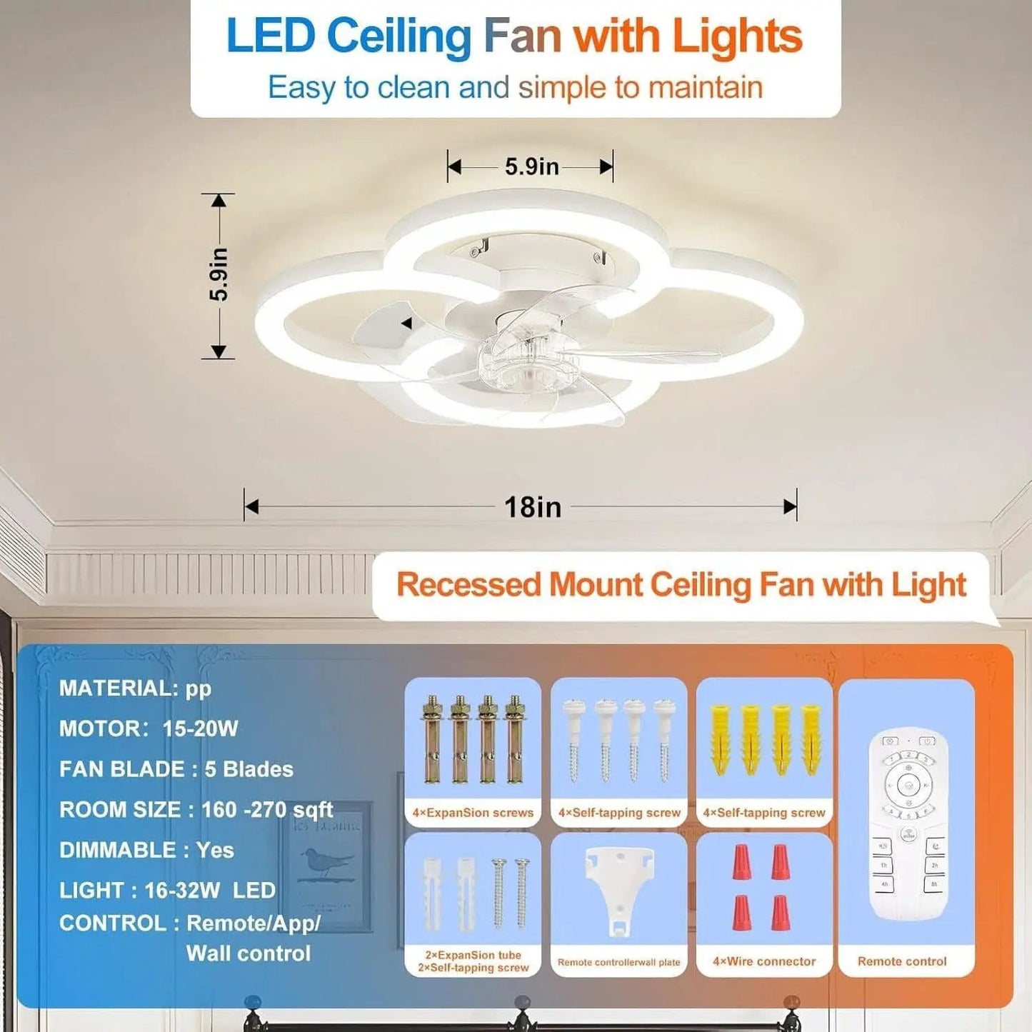Low Profile Ceiling Fan With Lights And Remote Control from PriceLows™