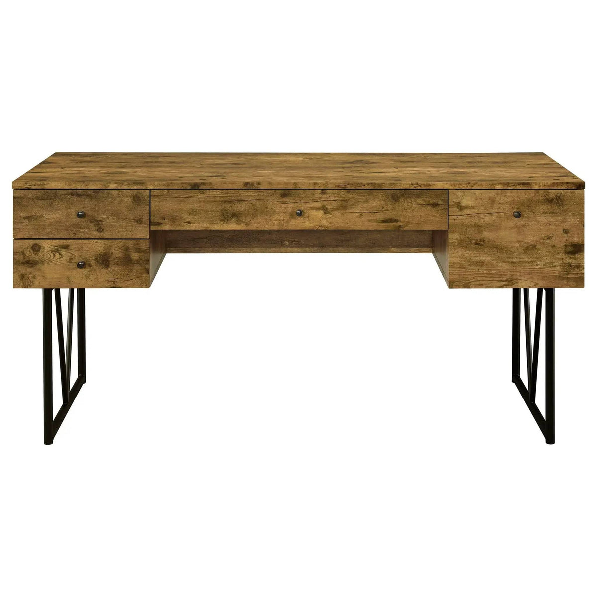 Analiese 63-inch 4-drawer Writing Desk Rustic Nutmeg | 63 x 28.75 x 30.5 in | Engineered Wood & Metal | Home Office