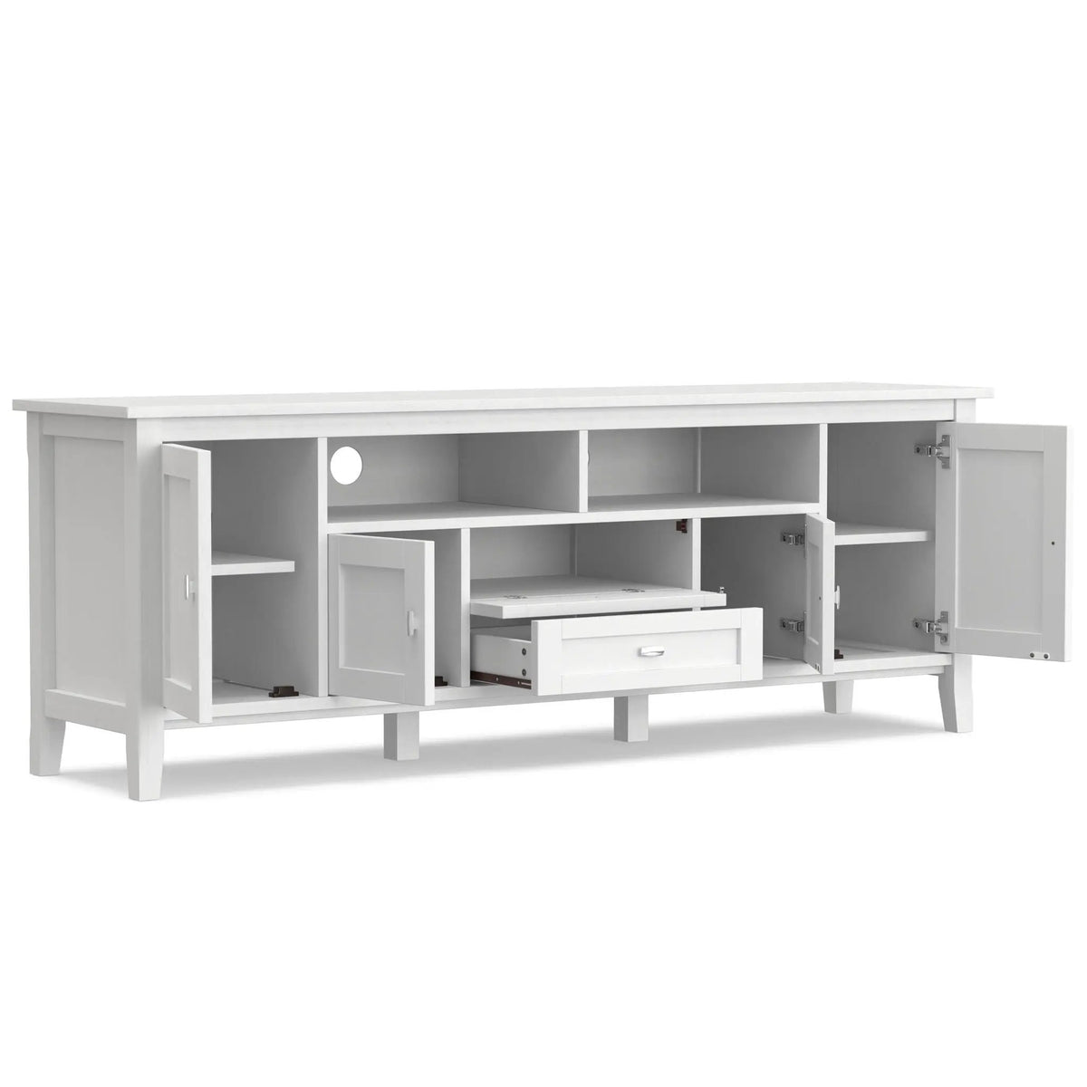 Warm Shaker Extra Wide TV Media Stand | Handcrafted Solid Wood | Fits TVs Up To 80 Inch | 72 Inch Length