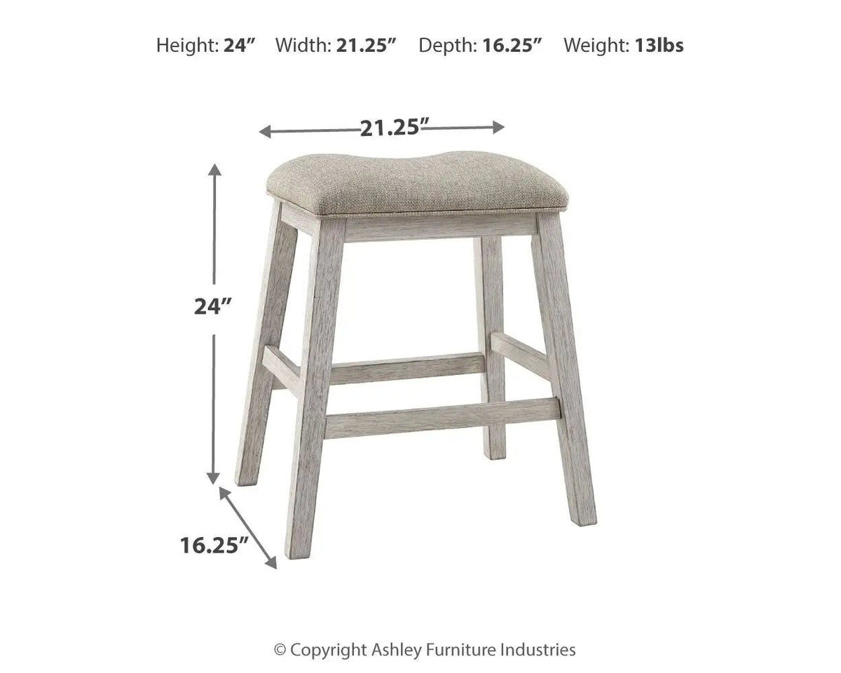Skempton Upholstered Stool | Set Of 2 | White | 24 Inch Seat Height
