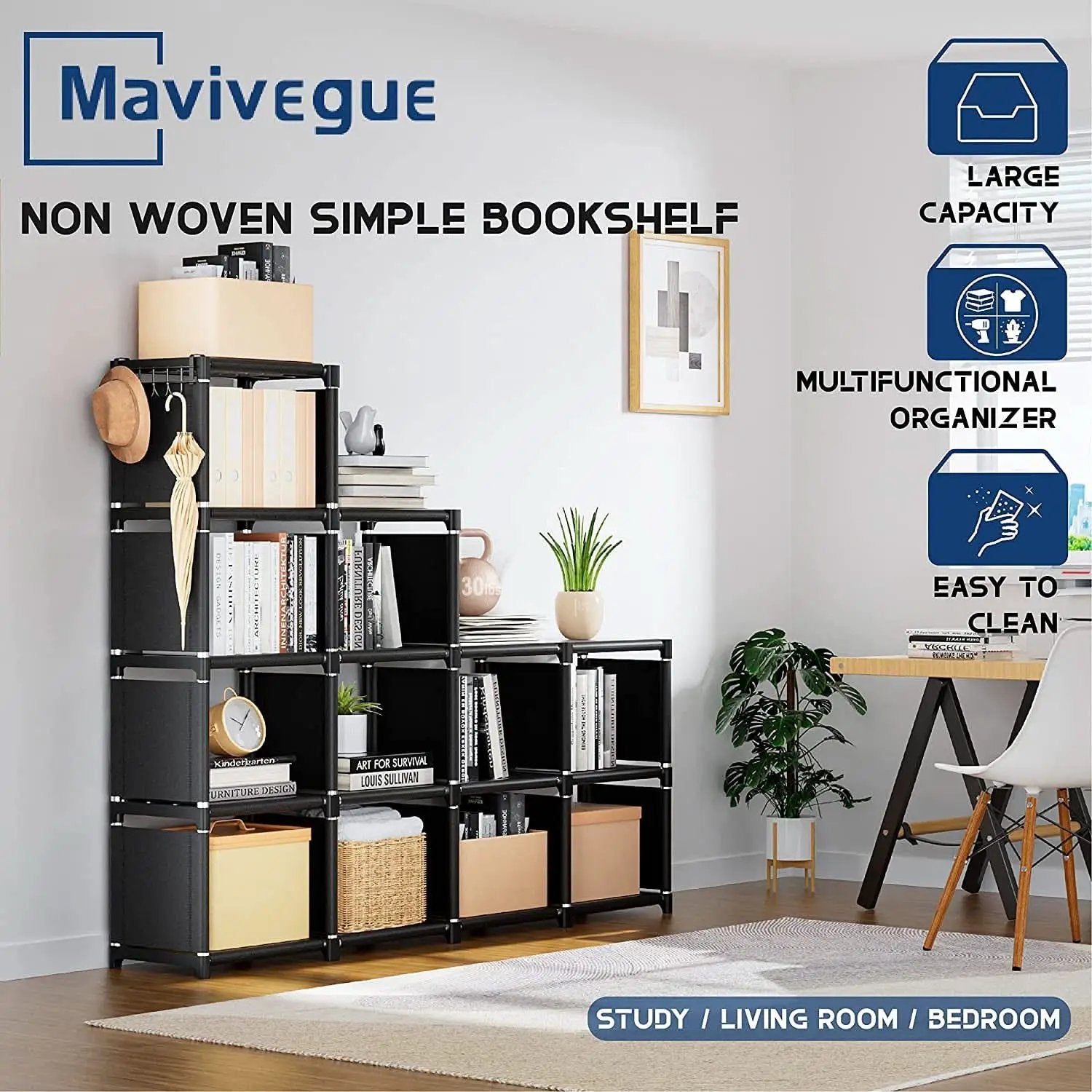 Black Twelve Cube Metal Bookcase System For Home Office from PriceLows™