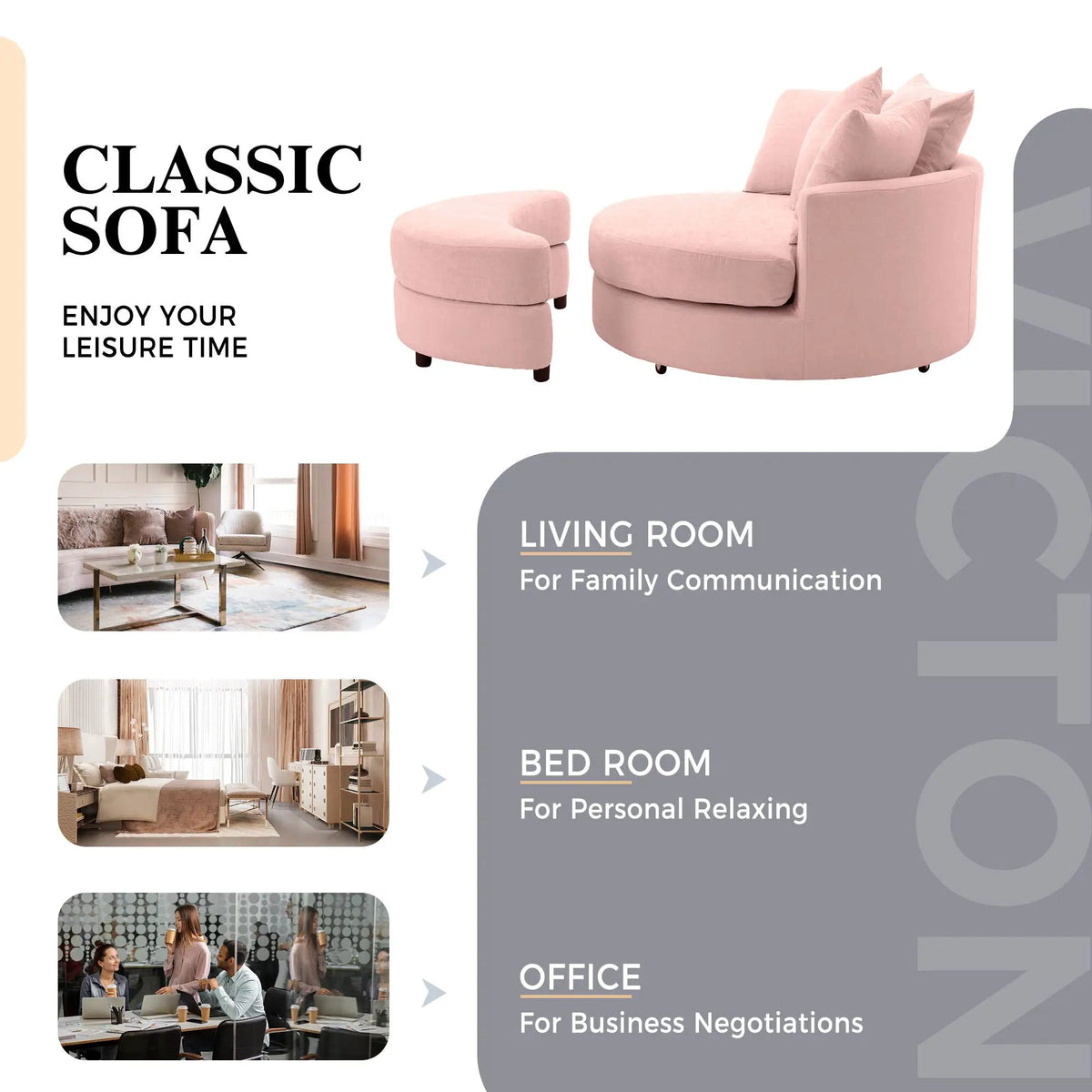 Swivel Accent Chair | 360 Degree Rotation | Ergonomic Padded Seat | Round Frame