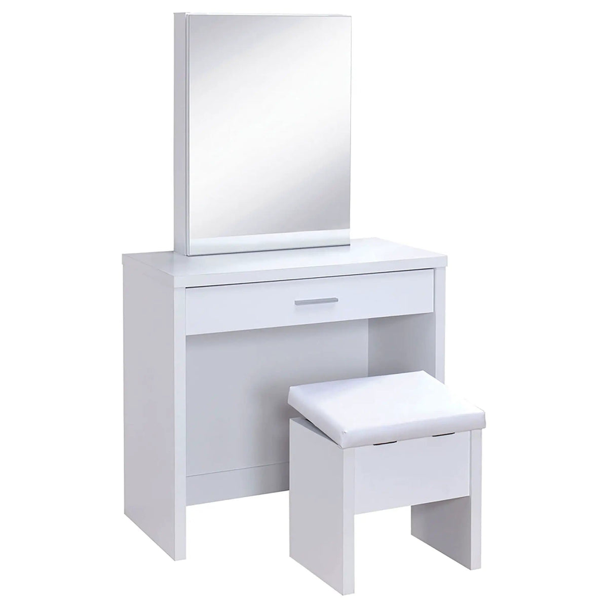 Harvey Vanity Set with Lift-Top Stool | 31.5 x 15.75 x 58.5 in | Bathroom Furniture | White