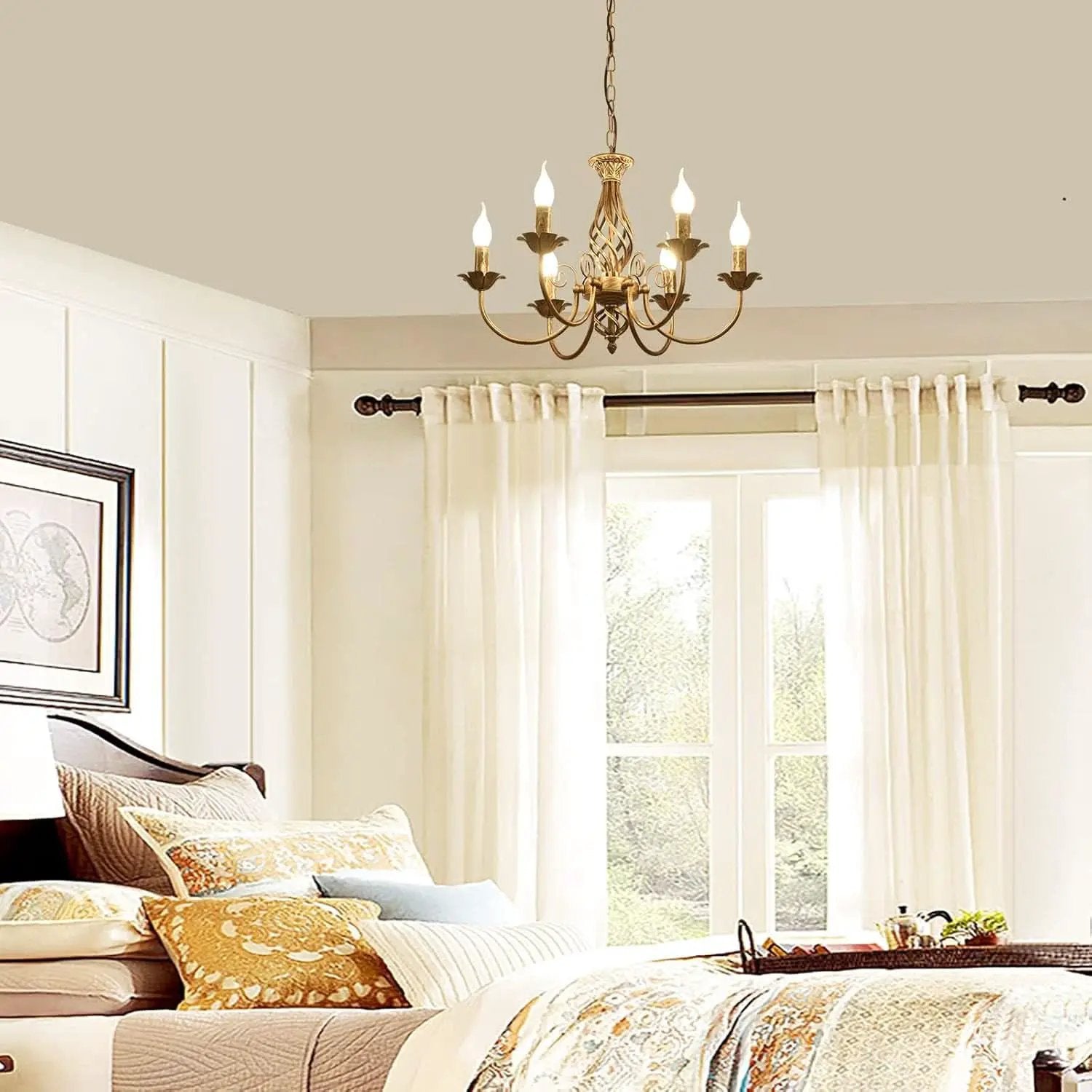 Bronze Rustic Farmhouse Chandelier Six Light Pendant from PriceLows™