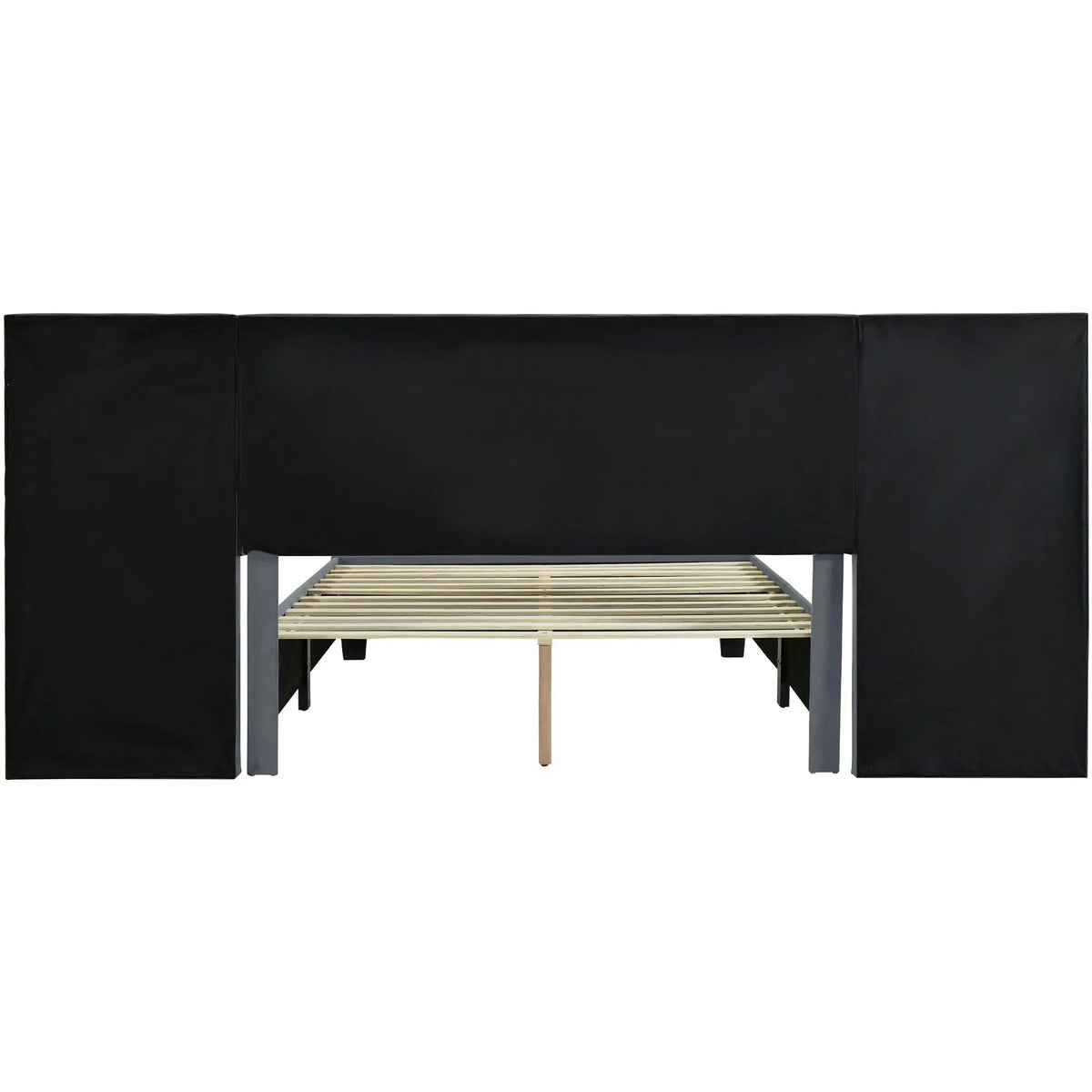 Upholstered Platform Bed | Oversized Ultra-Soft Headboard | Integrated Side Shelves | 111.8 Inch Length
