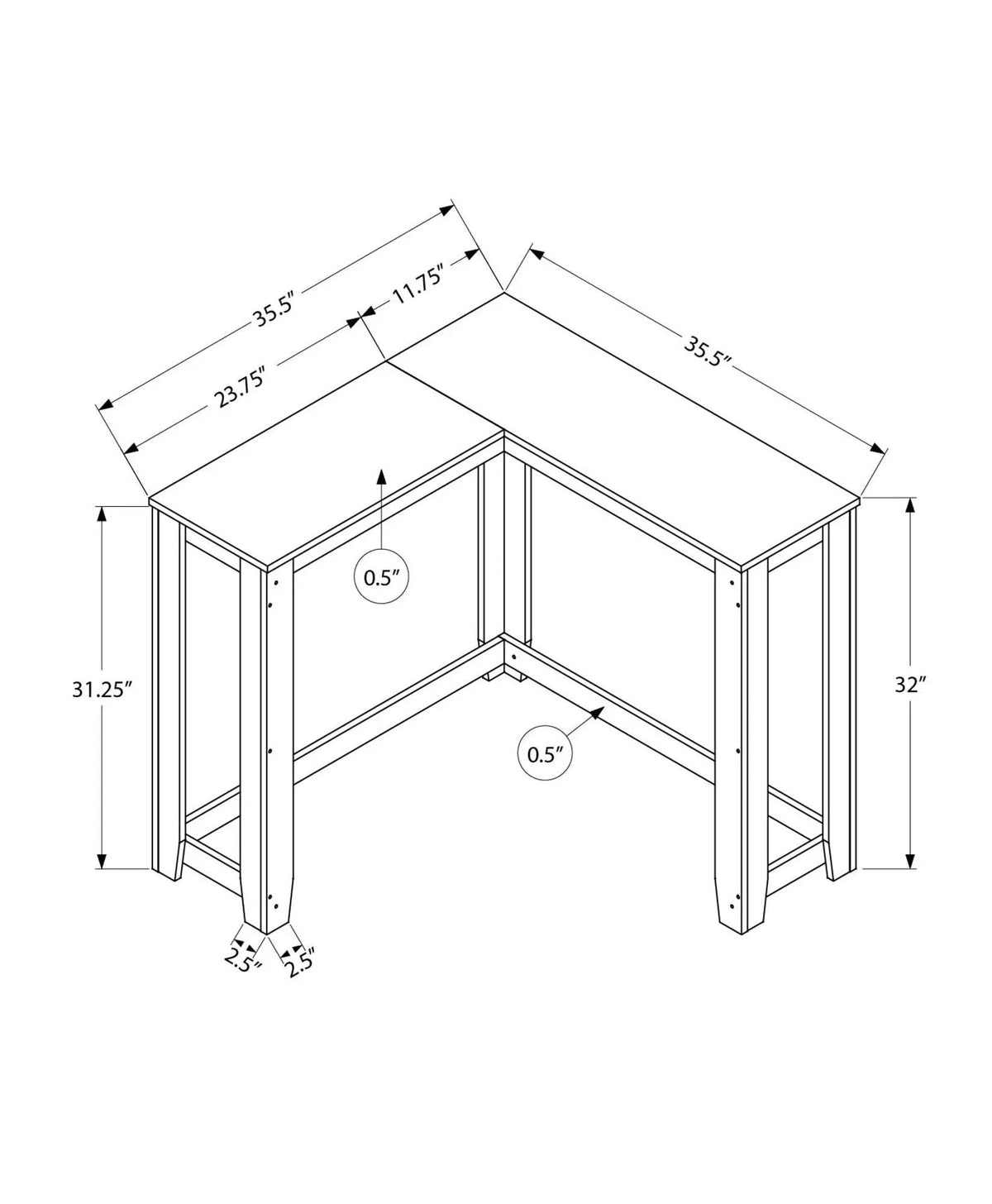 Corner Console Table | Unique Corner Design | Two-Tier Panel Construction | Hallway Use