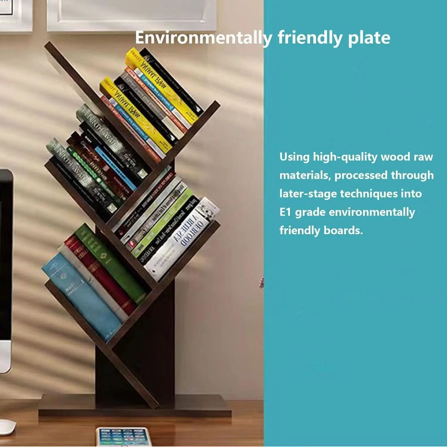 Wooden 5 Tier Book Tree Bookshelf For Displaying Books And Magazines from PriceLows™