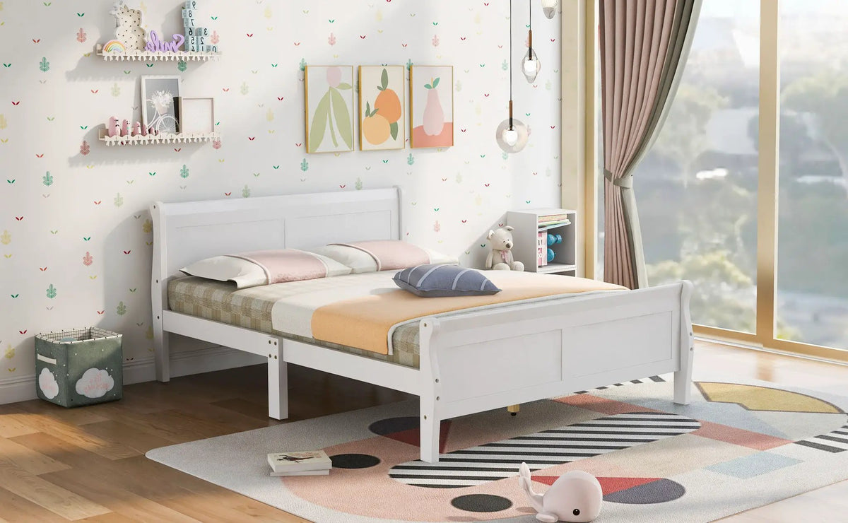 Wood Platform Bed Frame | Headboard Footboard | Wood Slat Support