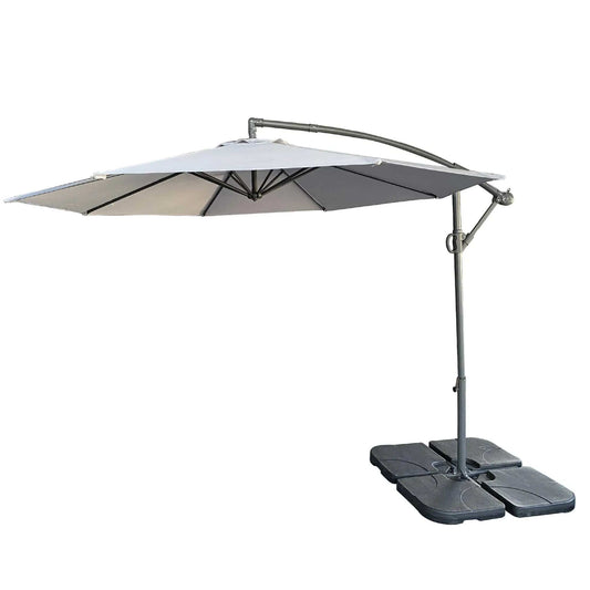 10 Ft Offset Cantilever Patio Umbrella With Crank And Tilt Adjustment For Pool | Umbrella & Canopy | Fabric & Steel | Gray