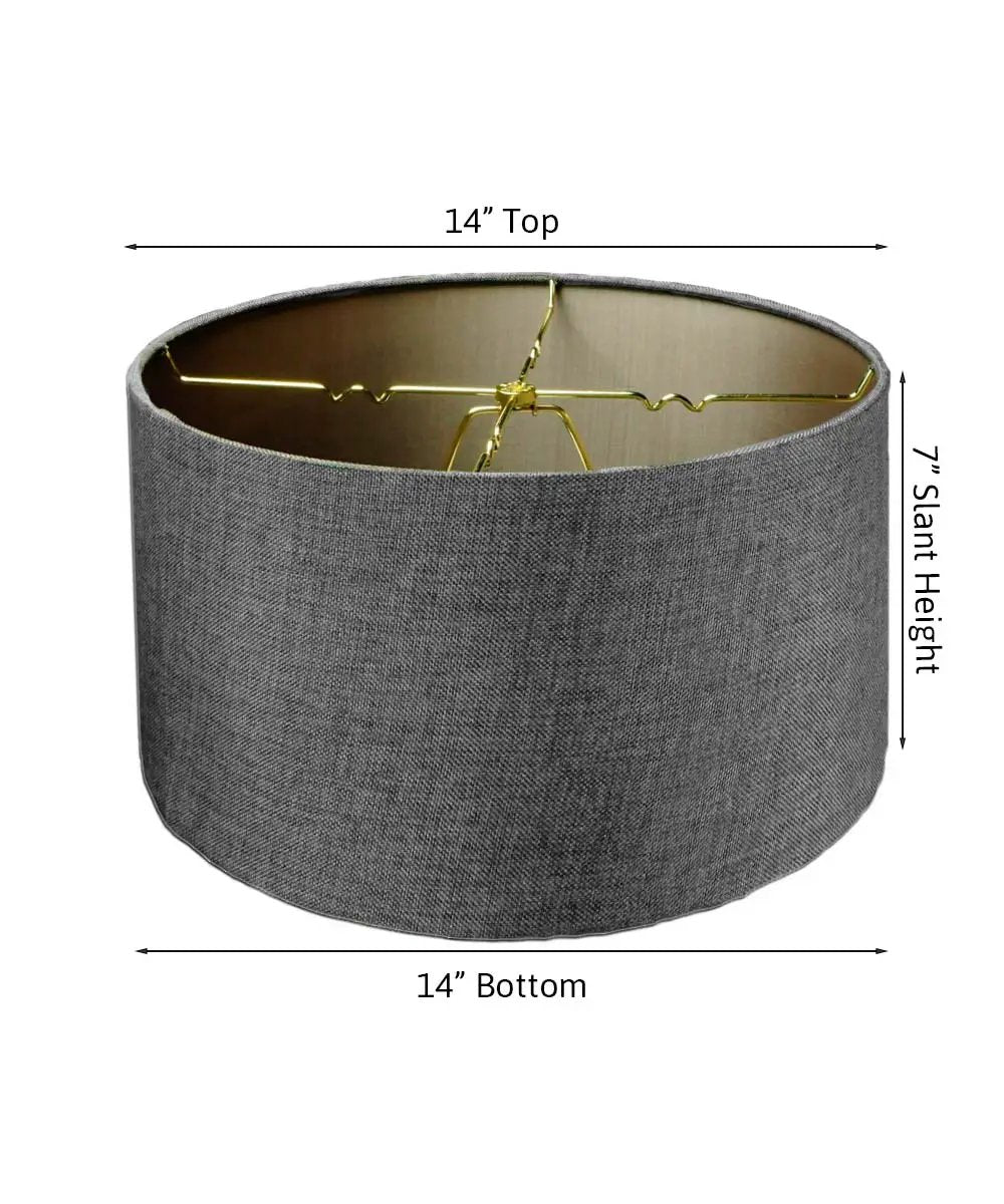 Drum Lampshade | Granite Grey Burlap Fabric | 14 Inch Wide | 7 Inch Height