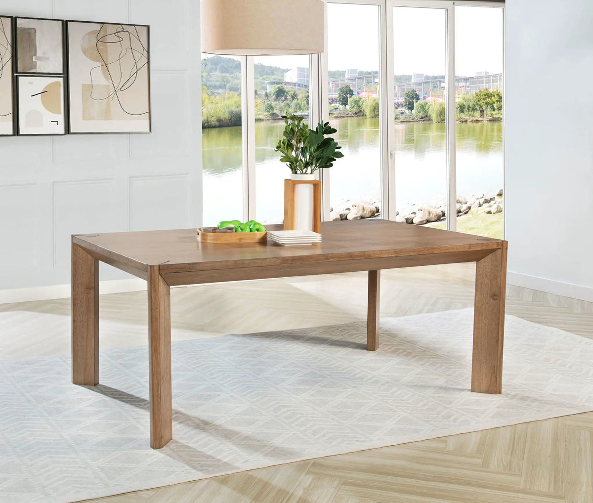 Bruner 72-inch Rectangular Wood Dining Table Natural | 72.25 x 42.25 x 30 in | Rubberwood & Engineered Wood | Brown