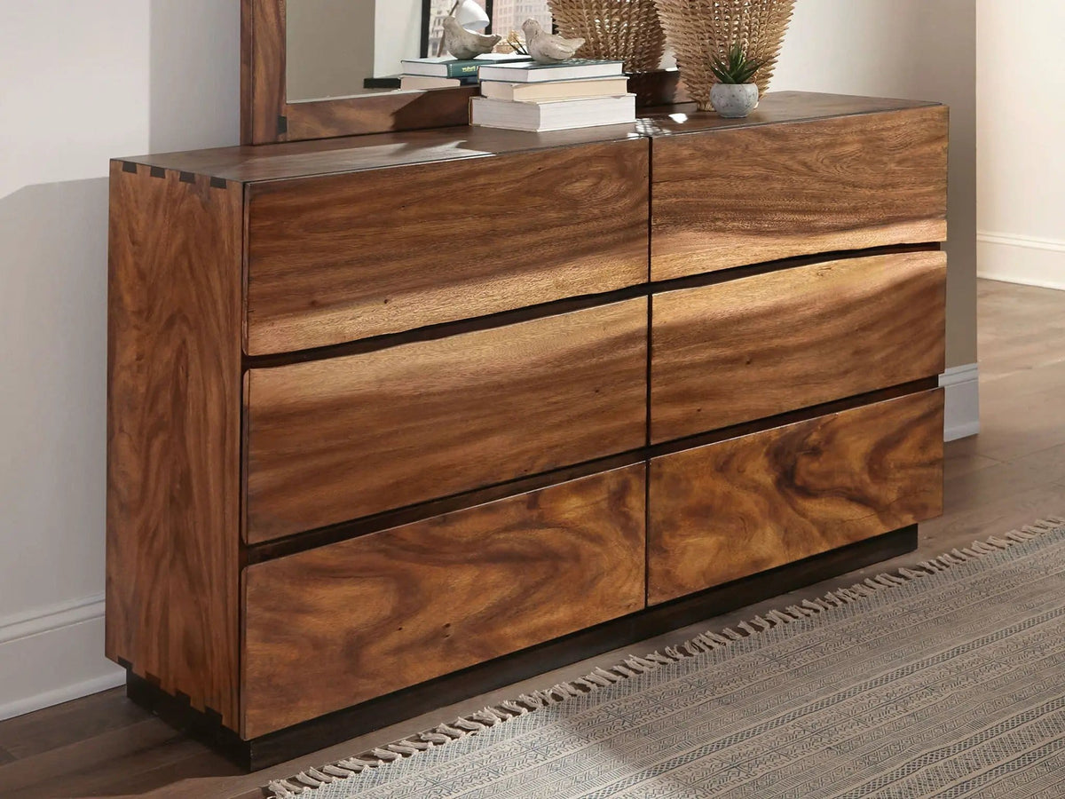Winslow 6-drawer Dresser Smokey | 64 x 18 x 36.25 in | Walnut & Wood | Walnut