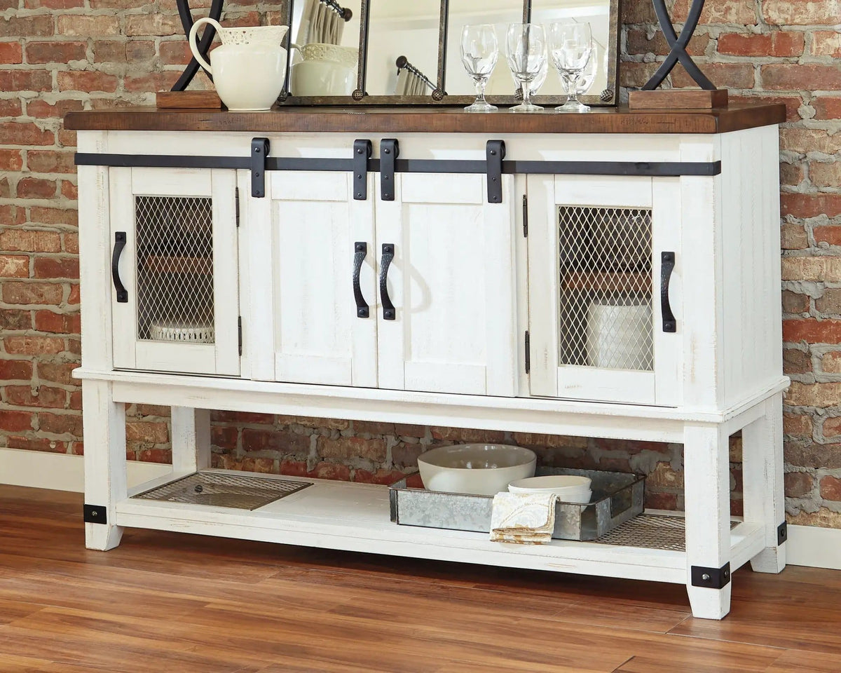 Valebeck Dining Room Server | 60 x 18 x 38 in | Engineered Wood | White / Brown