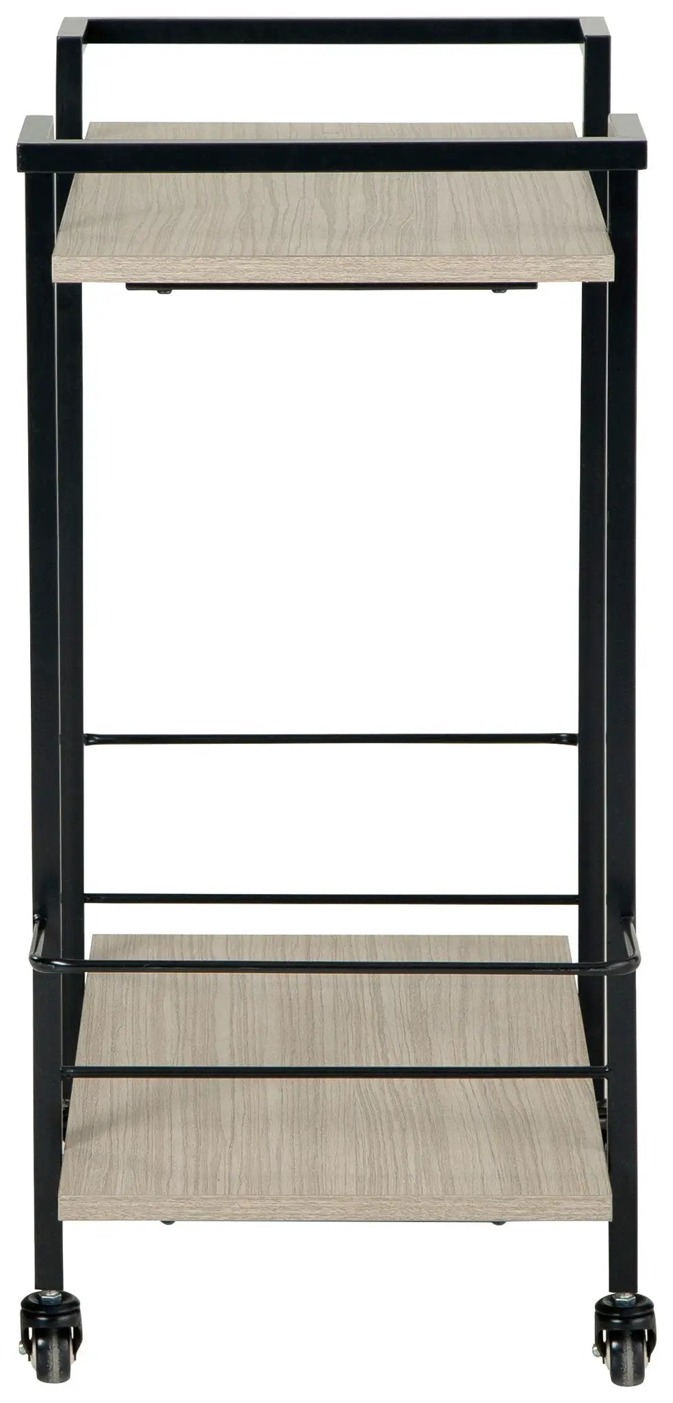 Rolling Bar Cart | Melamine Wood Finish | Locking Casters | Bottle Holders