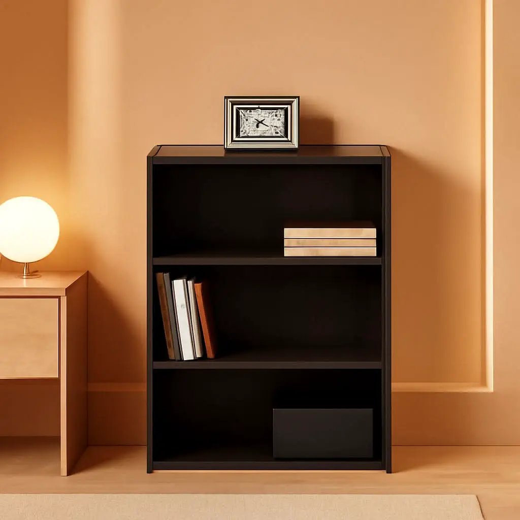 Cinnamon Cherry 3 Shelf Bookcase Engineered Wood 35in Tall from PriceLows™