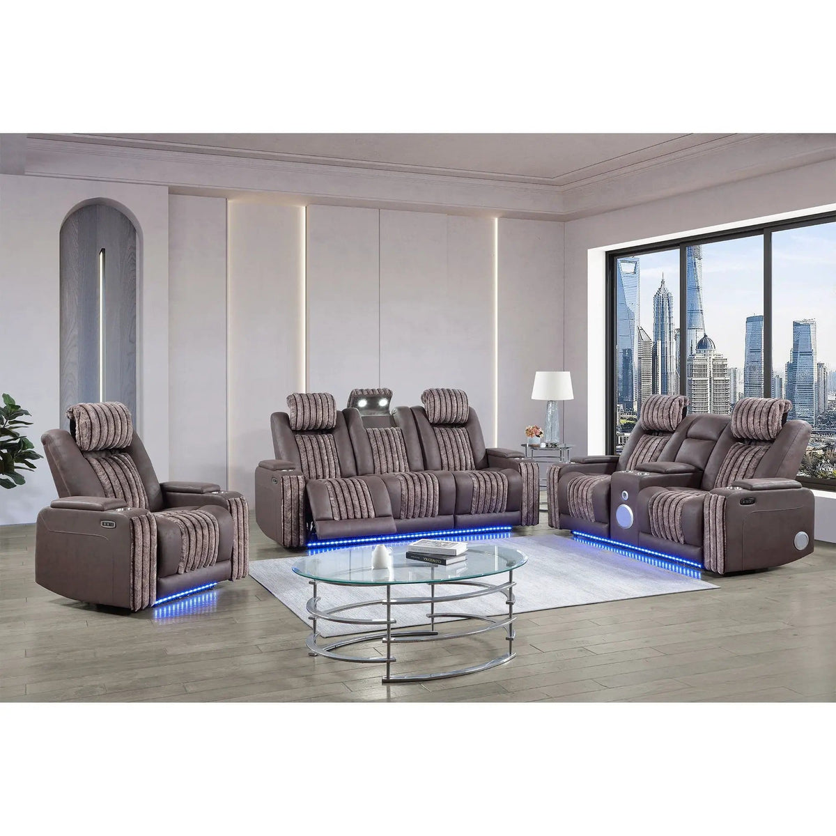 Duran Power Recliner With Power Headrest Reclining Chair | 3 Pieces | Wood | Living Room