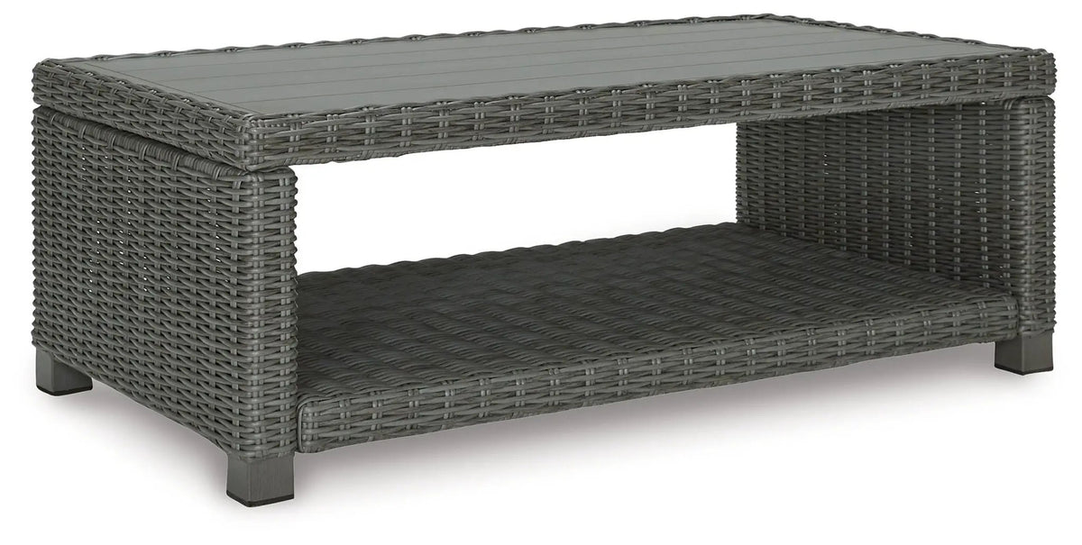 Elite Park Outdoor Cocktail Table | Gray | Rust-Proof Aluminum Frame | All-Weather Resin Wicker