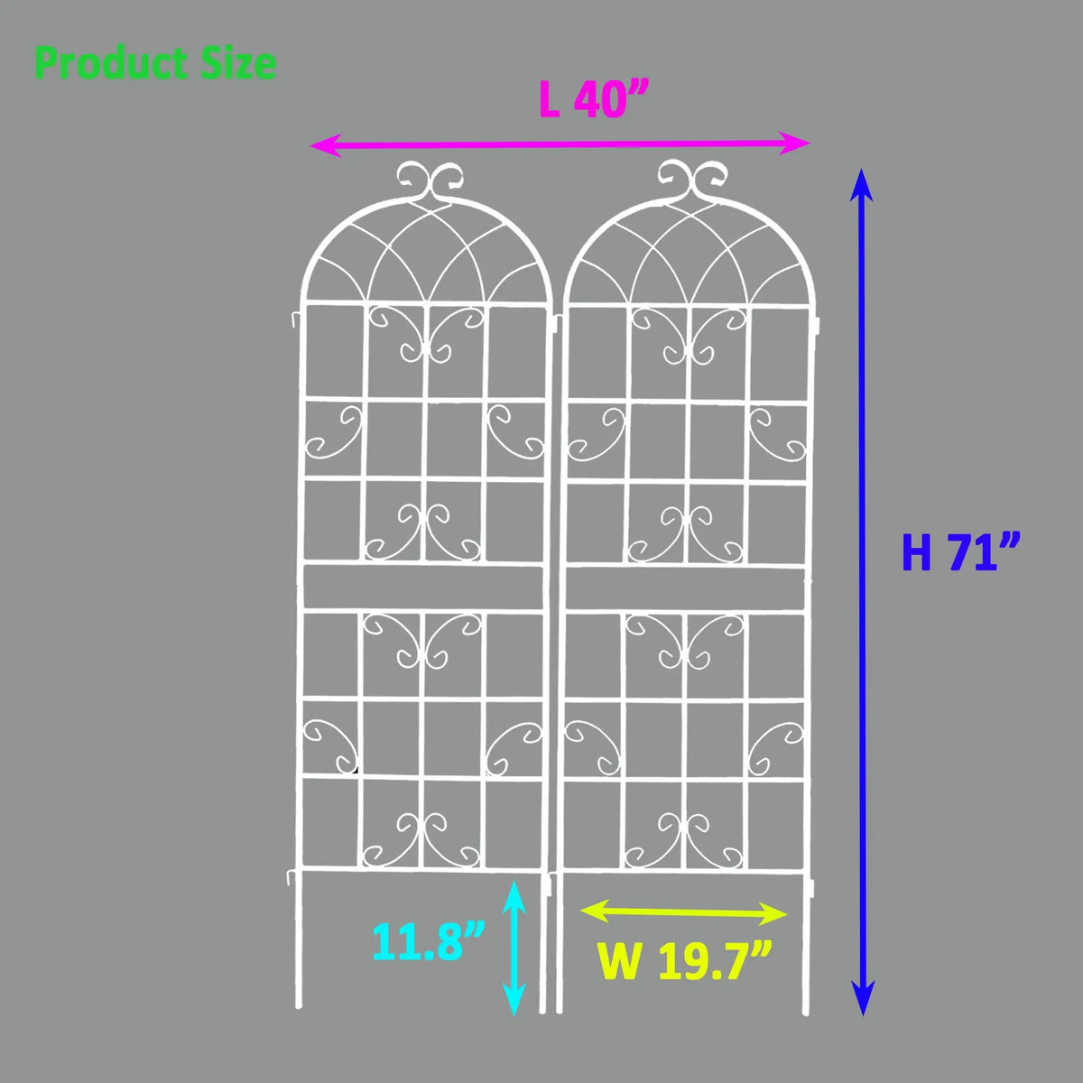 Metal Garden Trellis | Rustproof | 80 Inch Width | Single Or Double Use