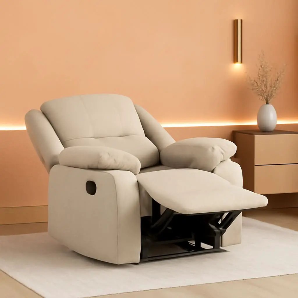 Oatmeal Wall Hugger Manual Recliner Chair For Living Room from PriceLows™