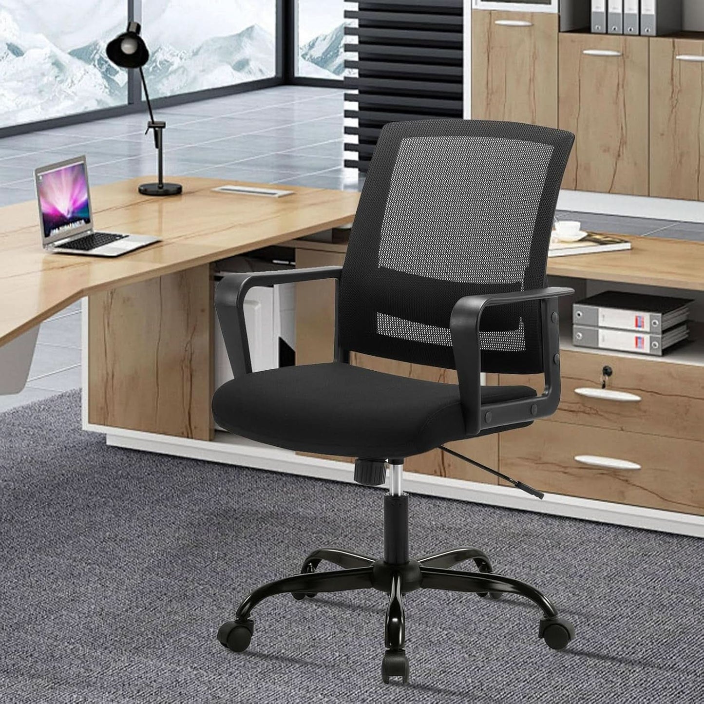 Ergonomic Black Mesh Office Chairs 4 Pack Lumbar Support from PriceLows™