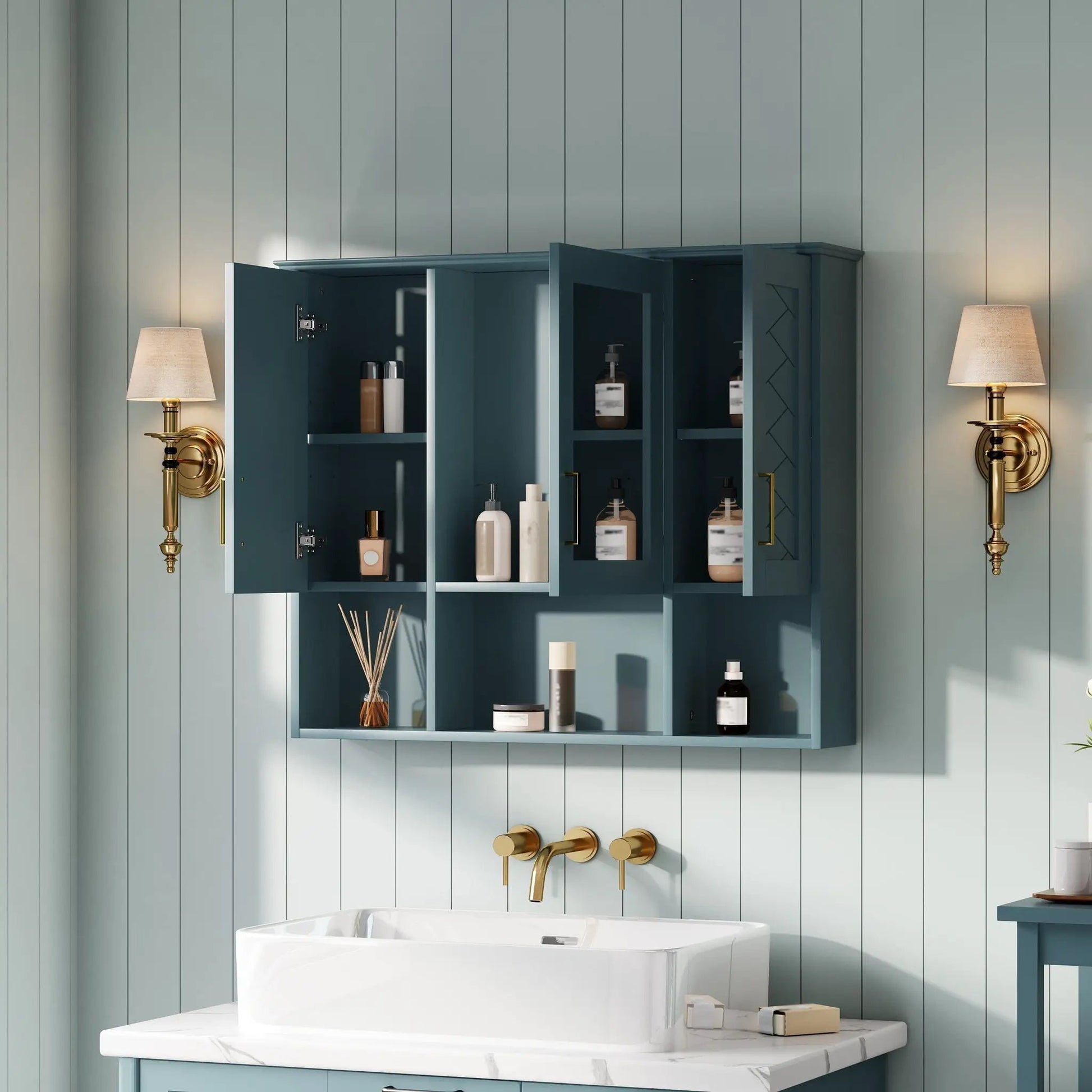 Modern Wall Mounted Medicine Cabinet With Adjustable Shelves, Soft Close Doors, High Define Mirror from PriceLows™