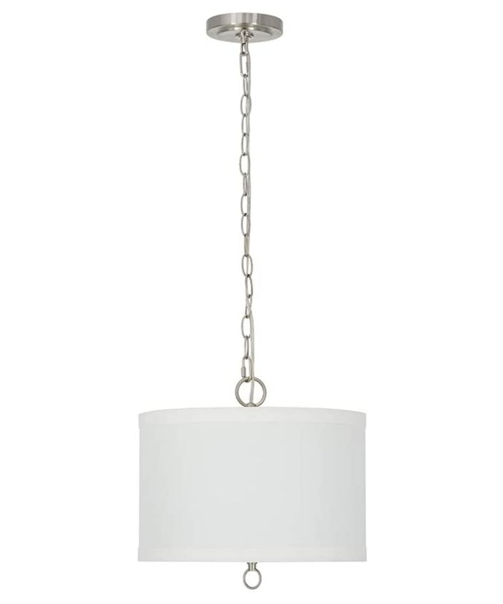 Pendant Light | Brushed Nickel | 14 Inch Wide | Linen