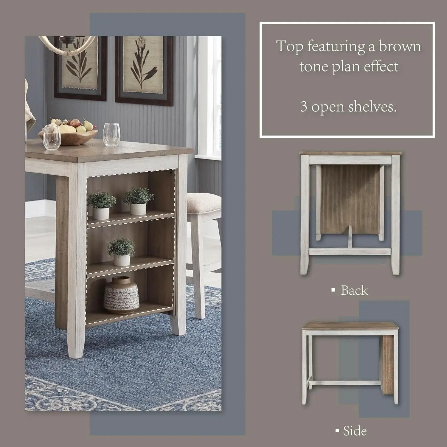 Whitewash Counter Height Dining Set With Barstools from PriceLows™