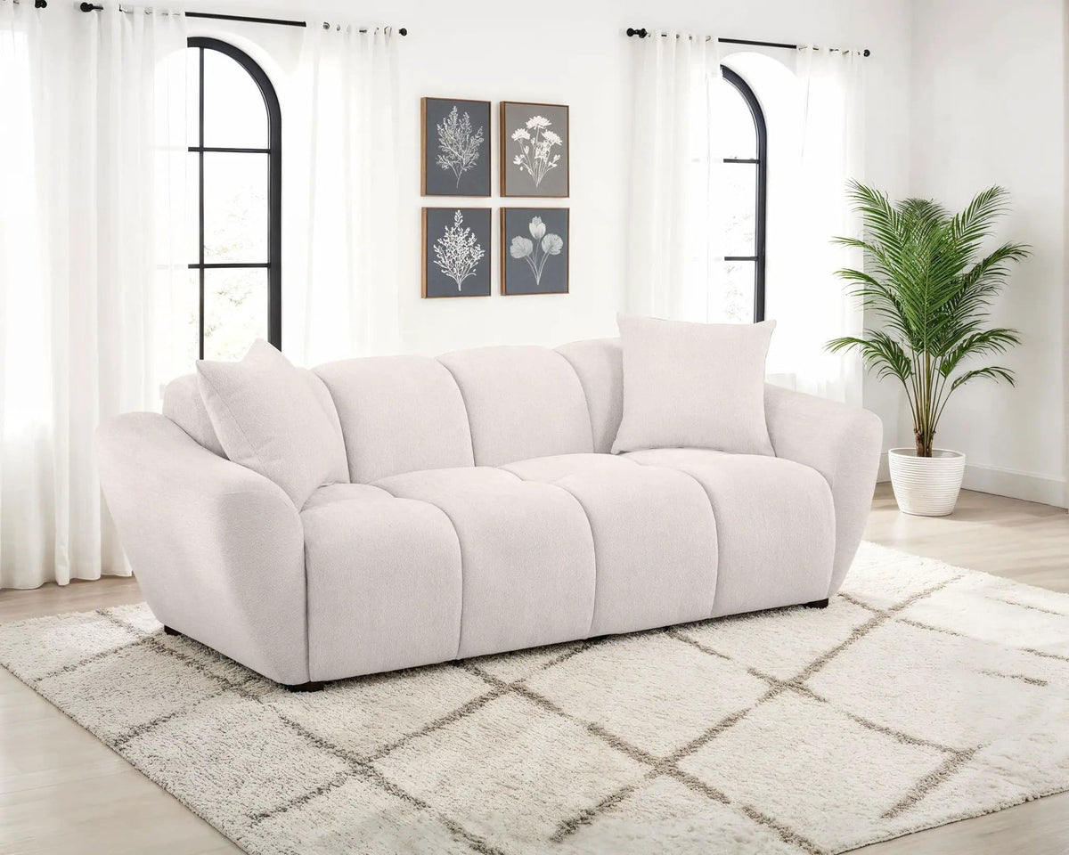 Destino Chenille Upholstered Splayed Arm Sofa Greige | 89.75 x 38.75 x 30 in | Chenille | Living Room