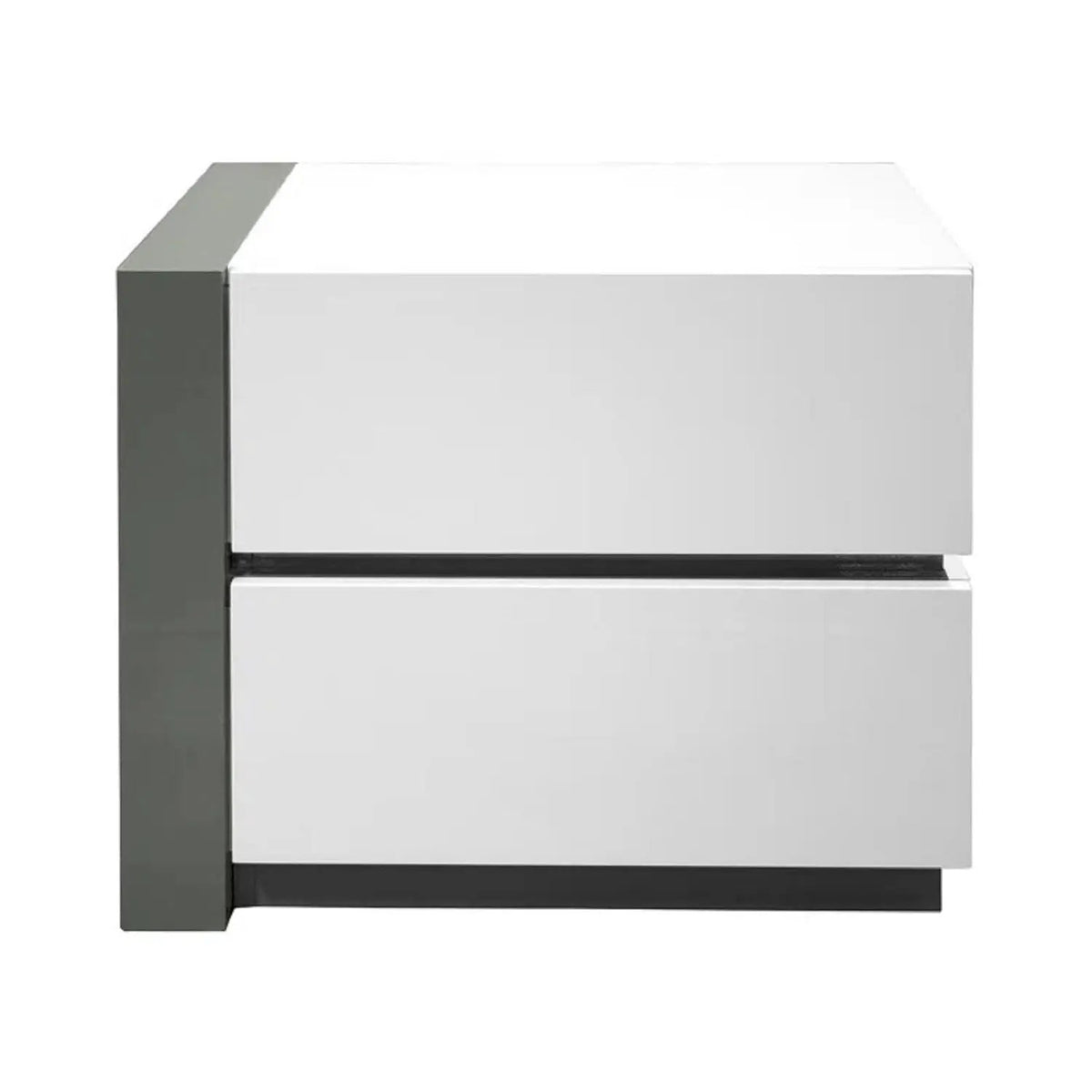 Nightstand | Two Drawers | High Gloss Finish | White Silver