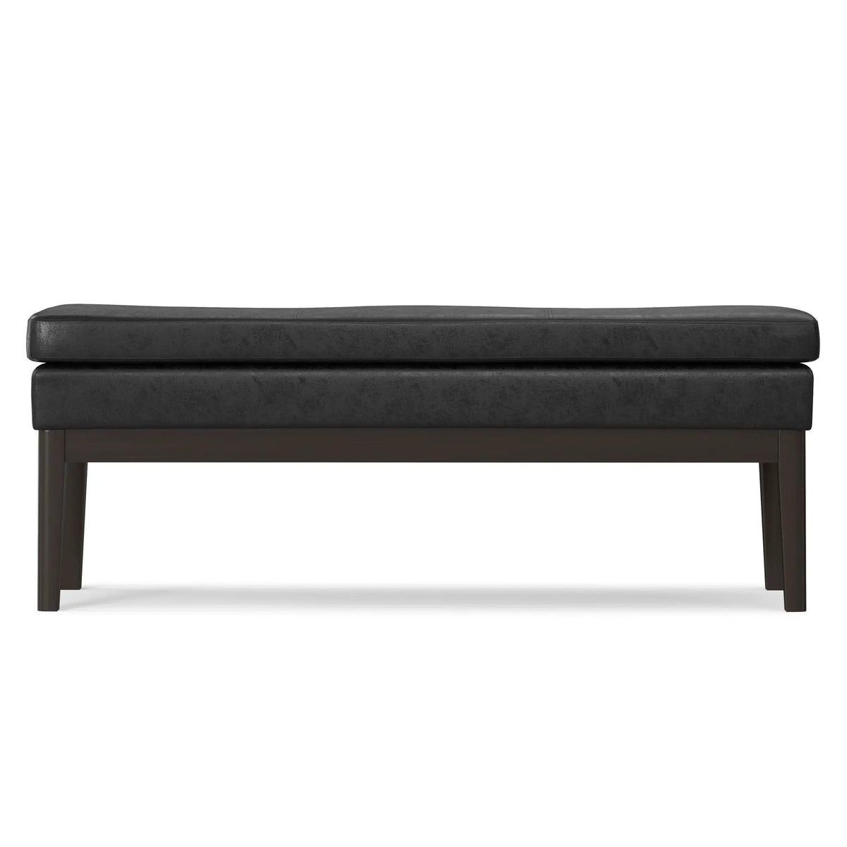 Carlson Ottoman Bench | Mid-Century Design | Top Stitching Detail | Webbed Seat Support