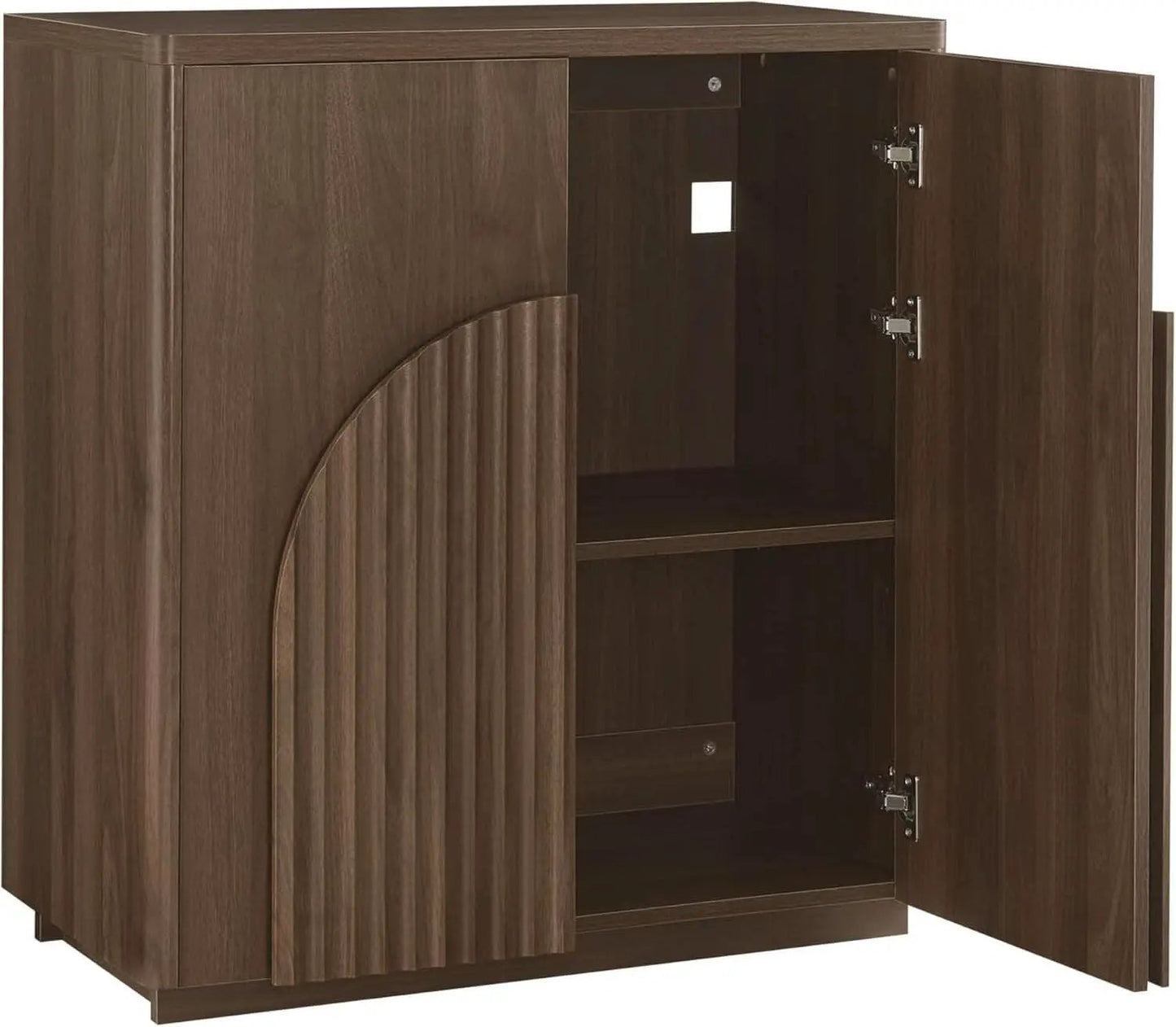 Walnut Sideboard Buffet Cabinet With Generous Storage And Wave Pattern Doors