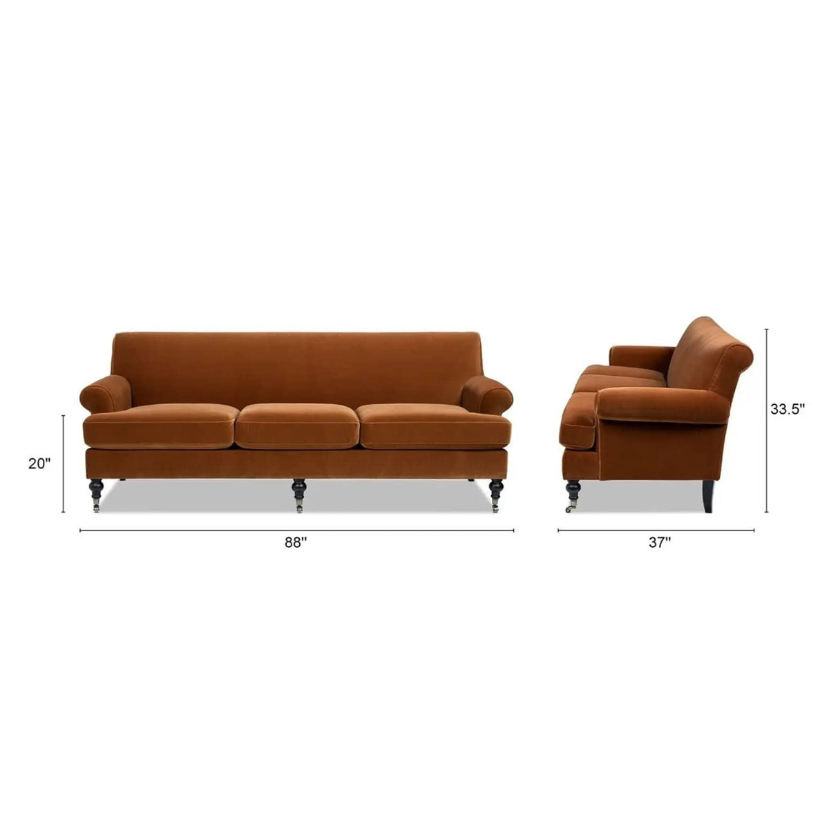 Alana Lawson Modern Three Cushion Tightback Sofa | 3 Pieces | Solid Wood & Plywood | Living Room