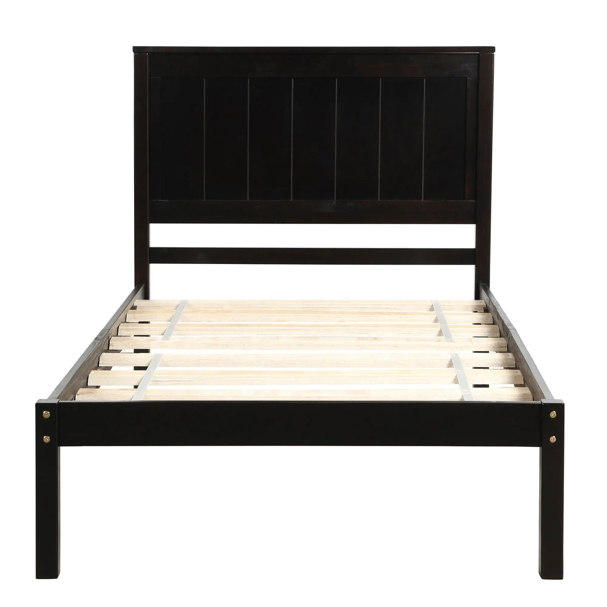 Platform Bed Frame With Headboard | Espresso Finish | Durable Pine Wood