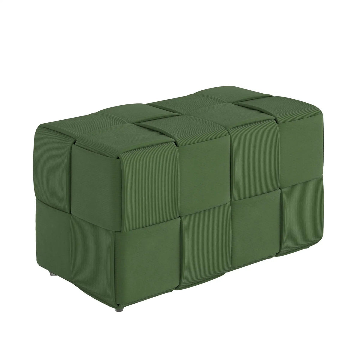 Modern Ottoman Foot Rest | Woven Design | Engineered Wood Frame | 14.2 Inch Cube