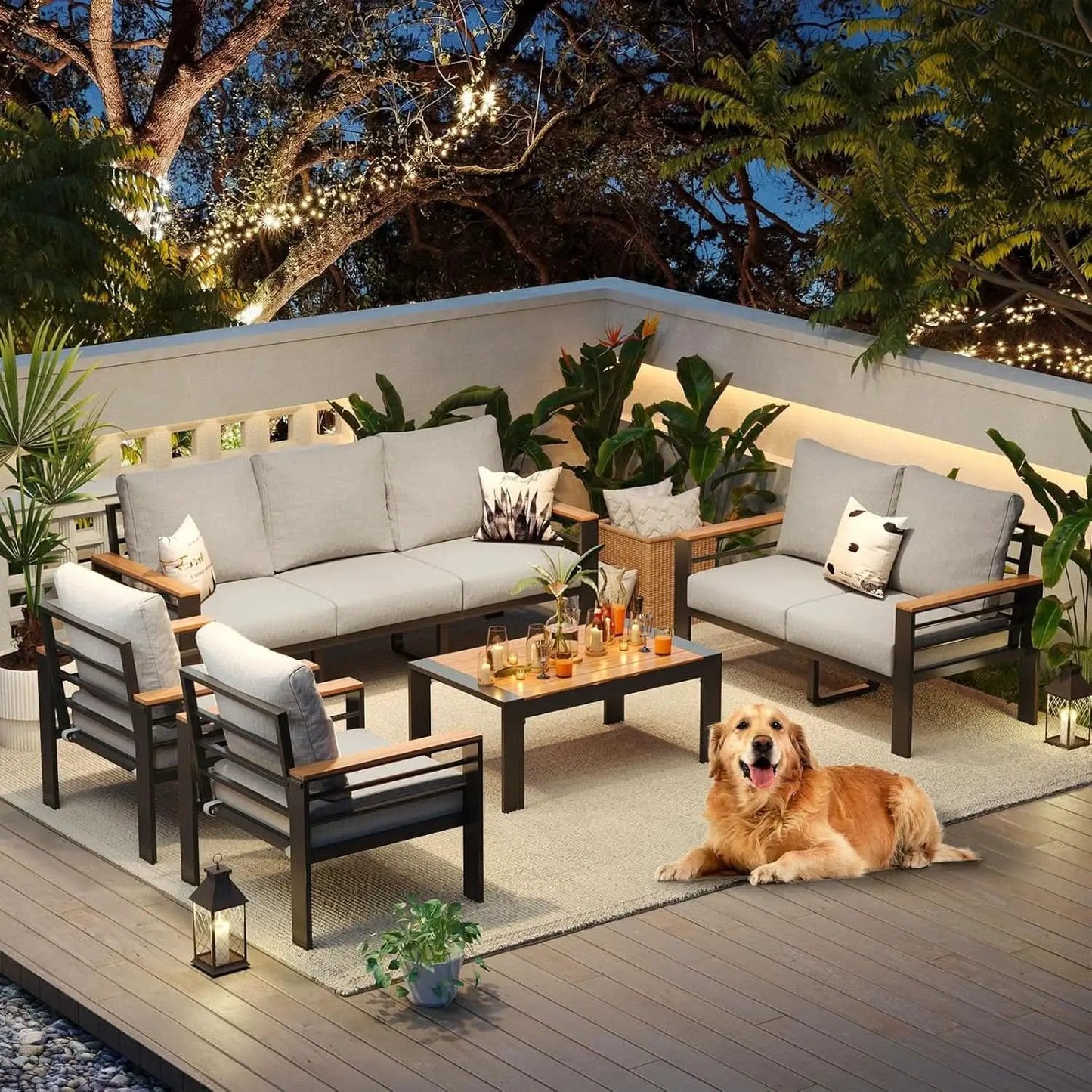Oversized Aluminum Patio Furniture Set with Thick Cushions from PriceLows™