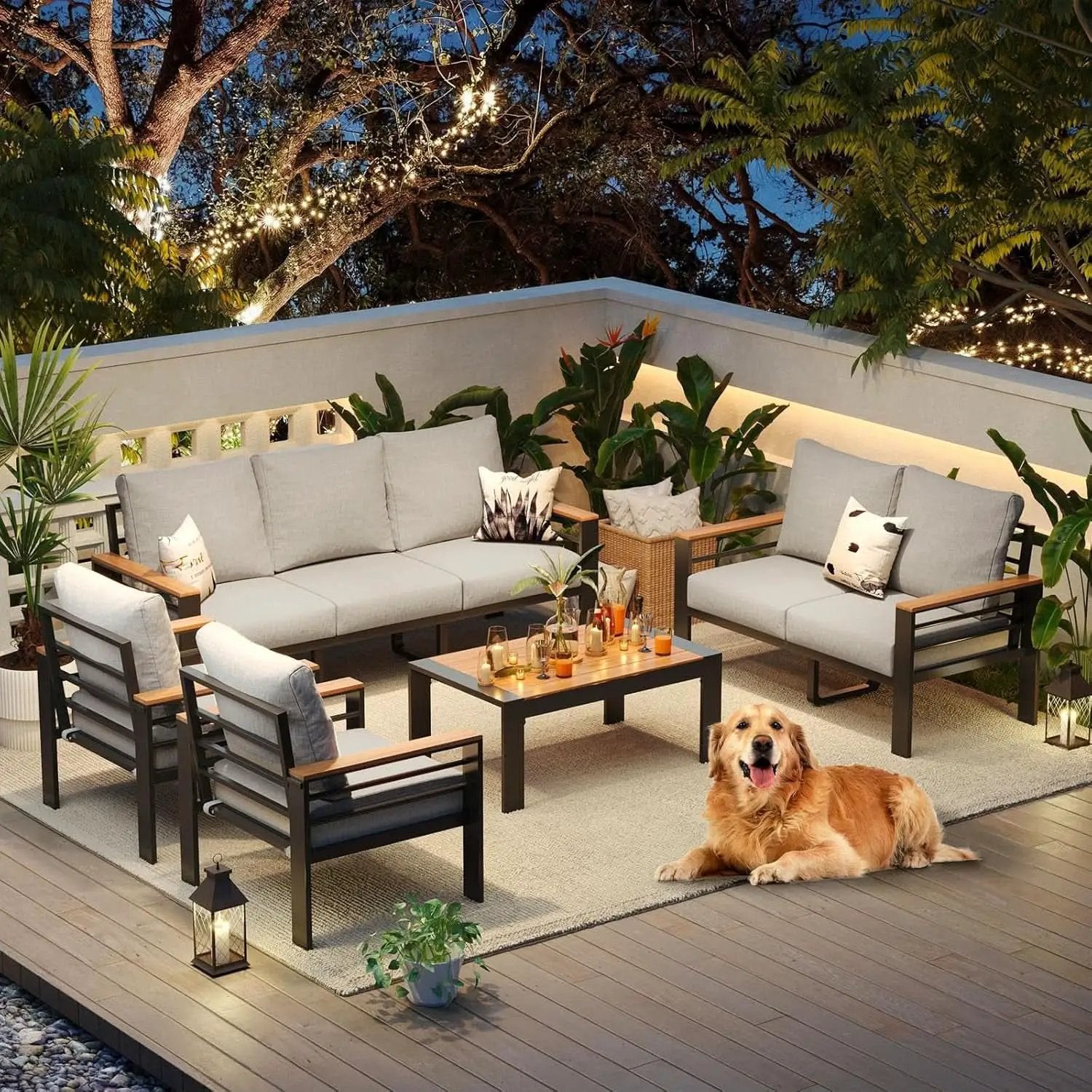 Oversized Aluminum Patio Furniture Set with Thick Cushions from PriceLows™