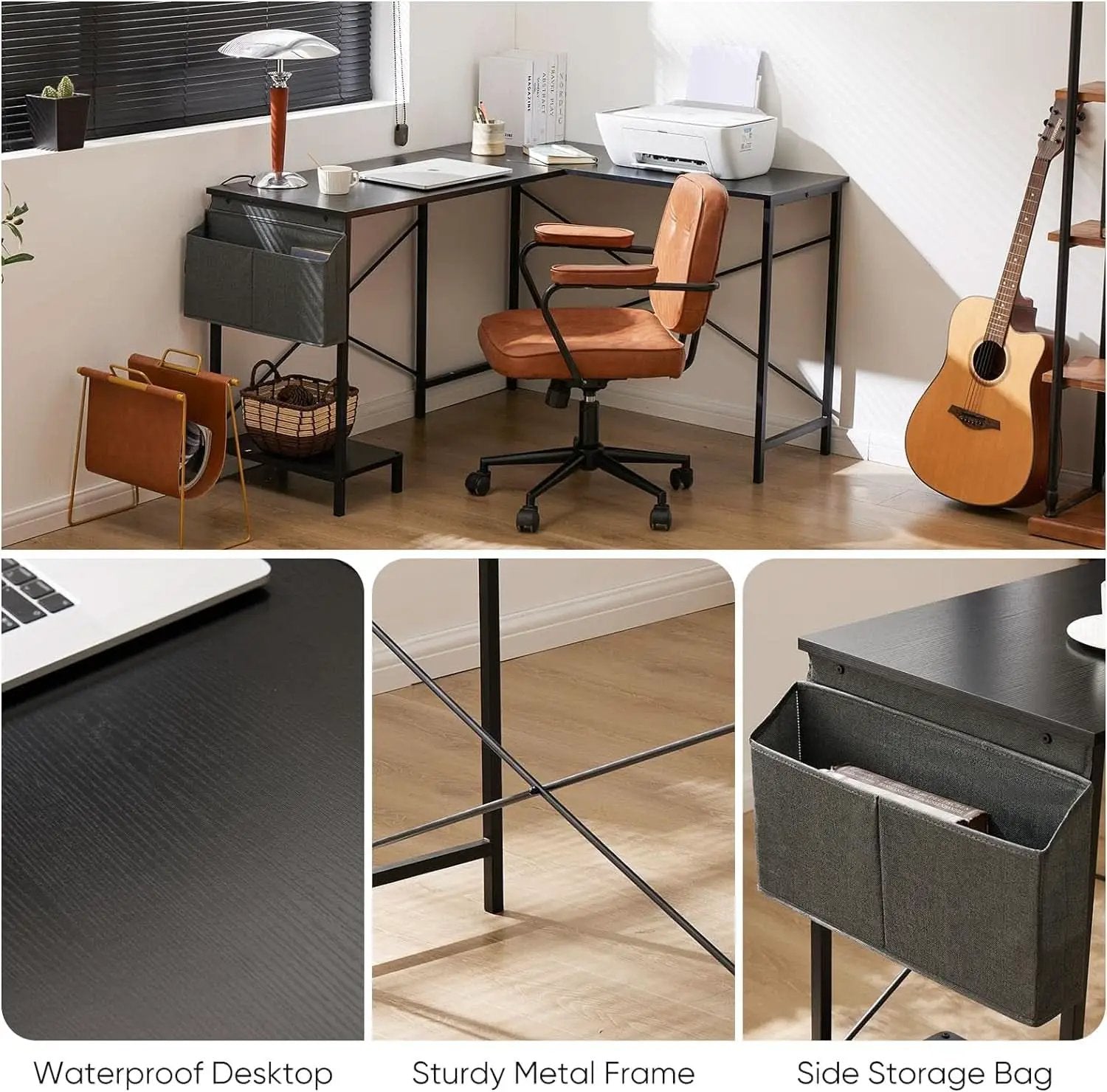 L Shaped Computer Desk 50 Inch Black Corner Home Office from PriceLows™