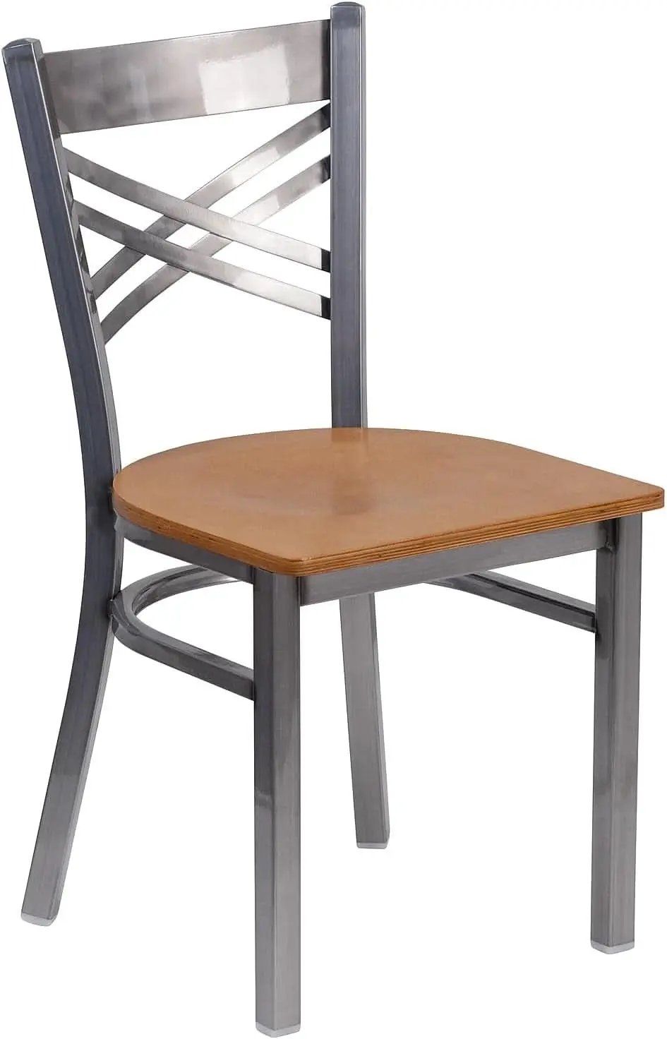 HERCULES Series Clear Coated X Back Metal Restaurant Chair 2 Pack Natural Wood Seat from PriceLows™