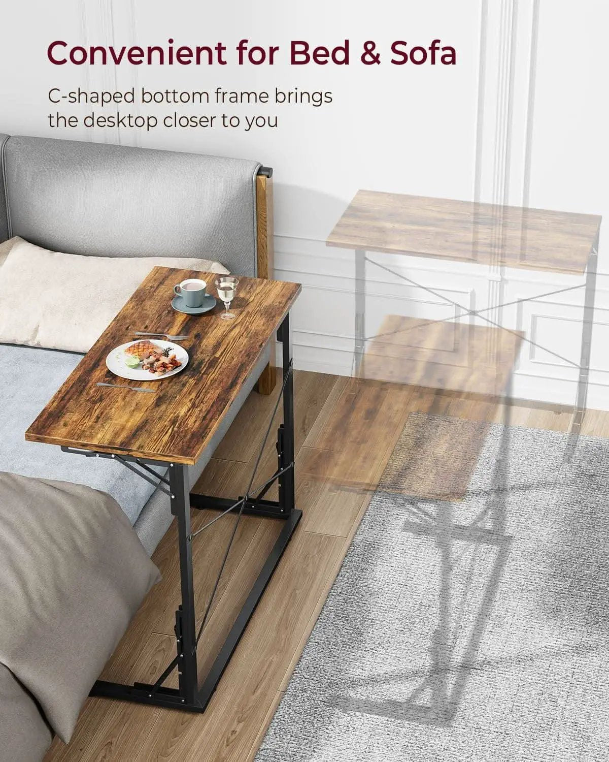 31.5 Inch Collapsible Tray Desk Rustic Brown Premium Finish from PriceLows™