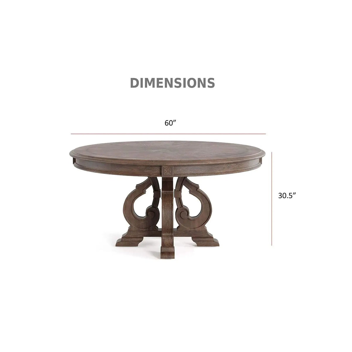 Round Dining Set | 7-Piece | Rustic Style | Pedestal Base Table With Side Chairs